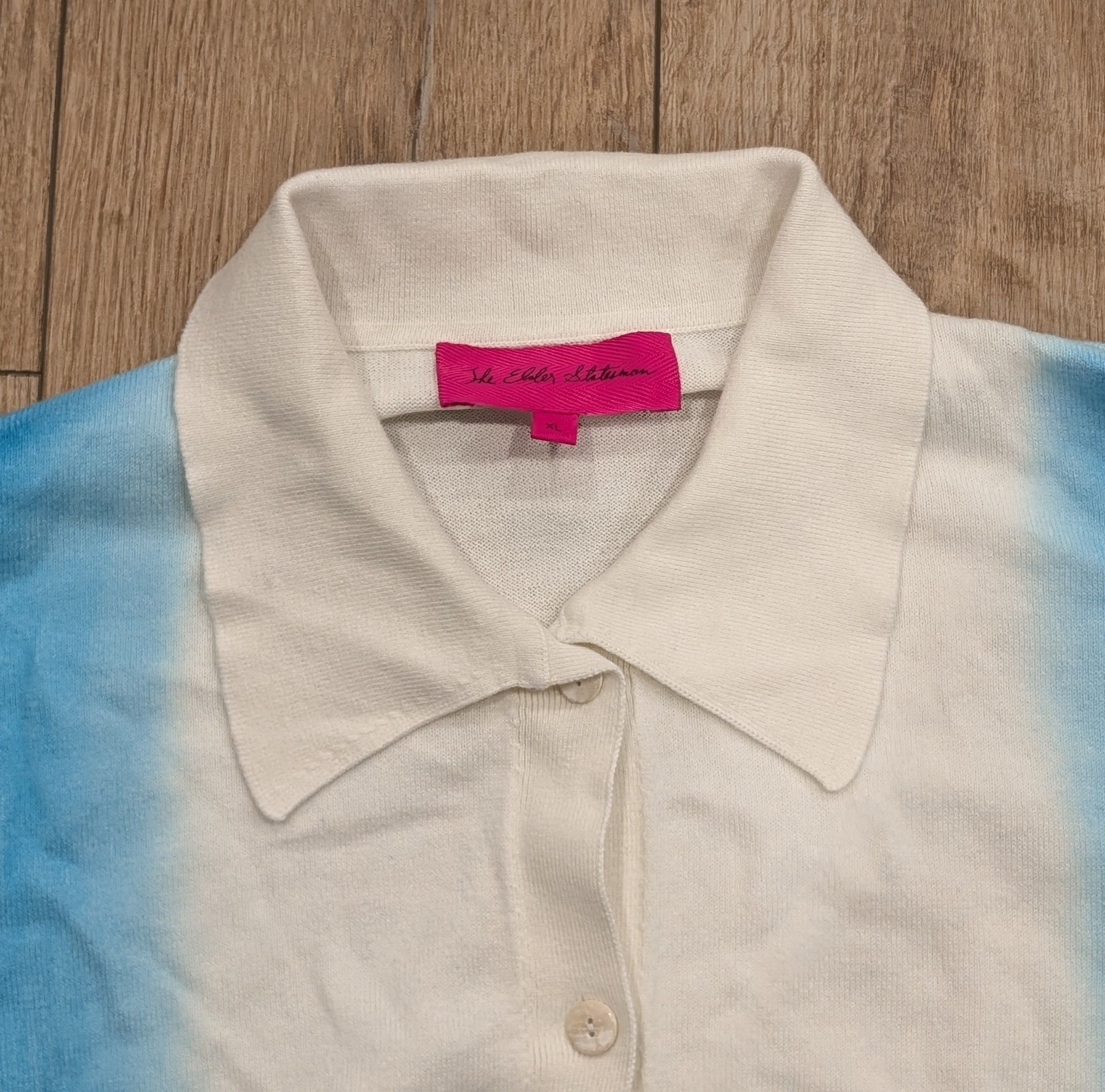 The Elder Statesman The Elder Statesman Cotton/Cashmere Sweater Ivory/Blue XL Size US XL / EU 56 / 4 - 7 Thumbnail