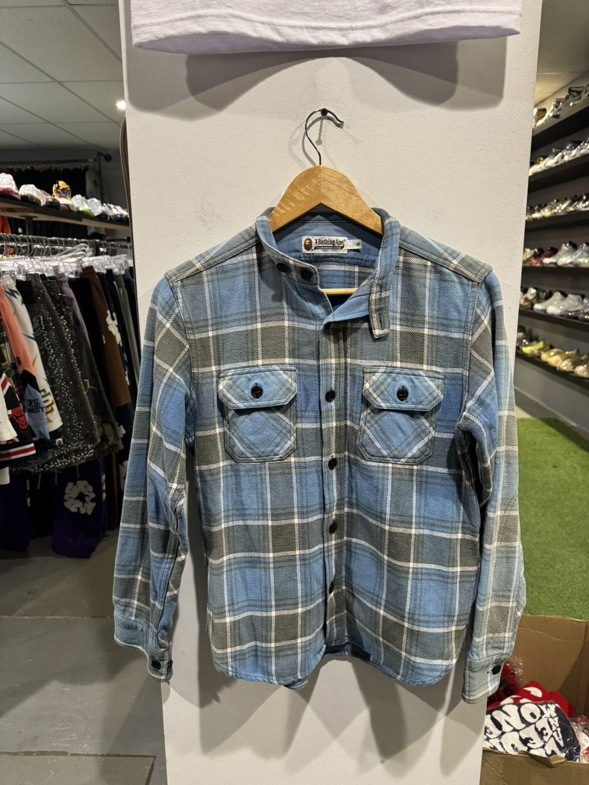 Bape Bape Flannel Blue Grey Size US S / EU 44-46 / 1 - 1 Thumbnail