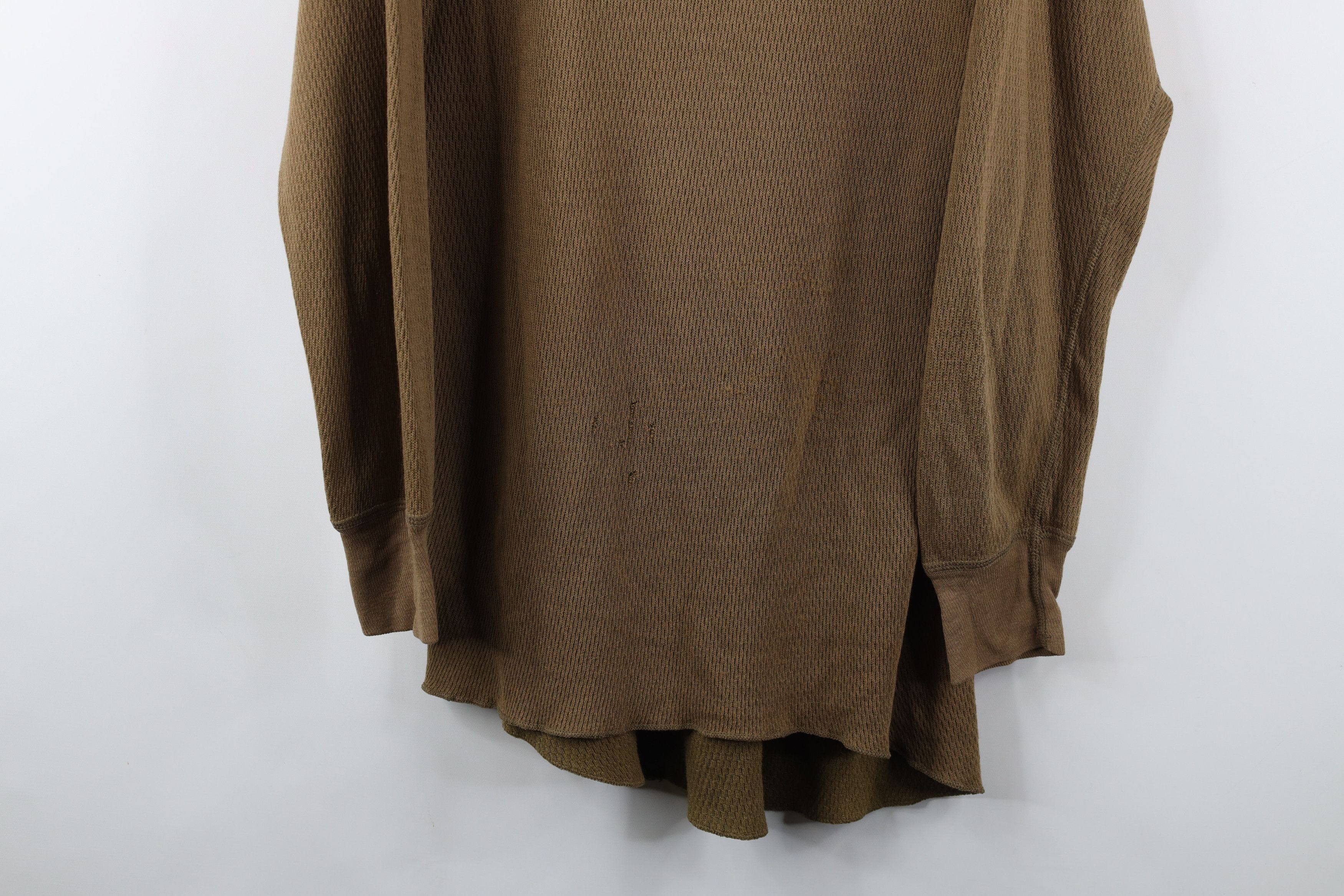 Vintage Vintage 90s Streetwear Thermal Waffle Knit T-Shirt Brown USA Size US XL / EU 56 / 4 - 3 Thumbnail