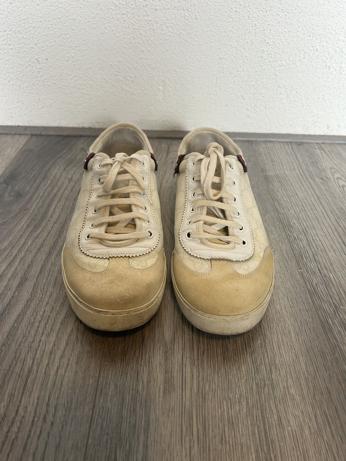 Gucci Gucci Off-White Monogram Low-Top Sneakers - Size 9 G Size US 9 / EU 42 - 5 Thumbnail