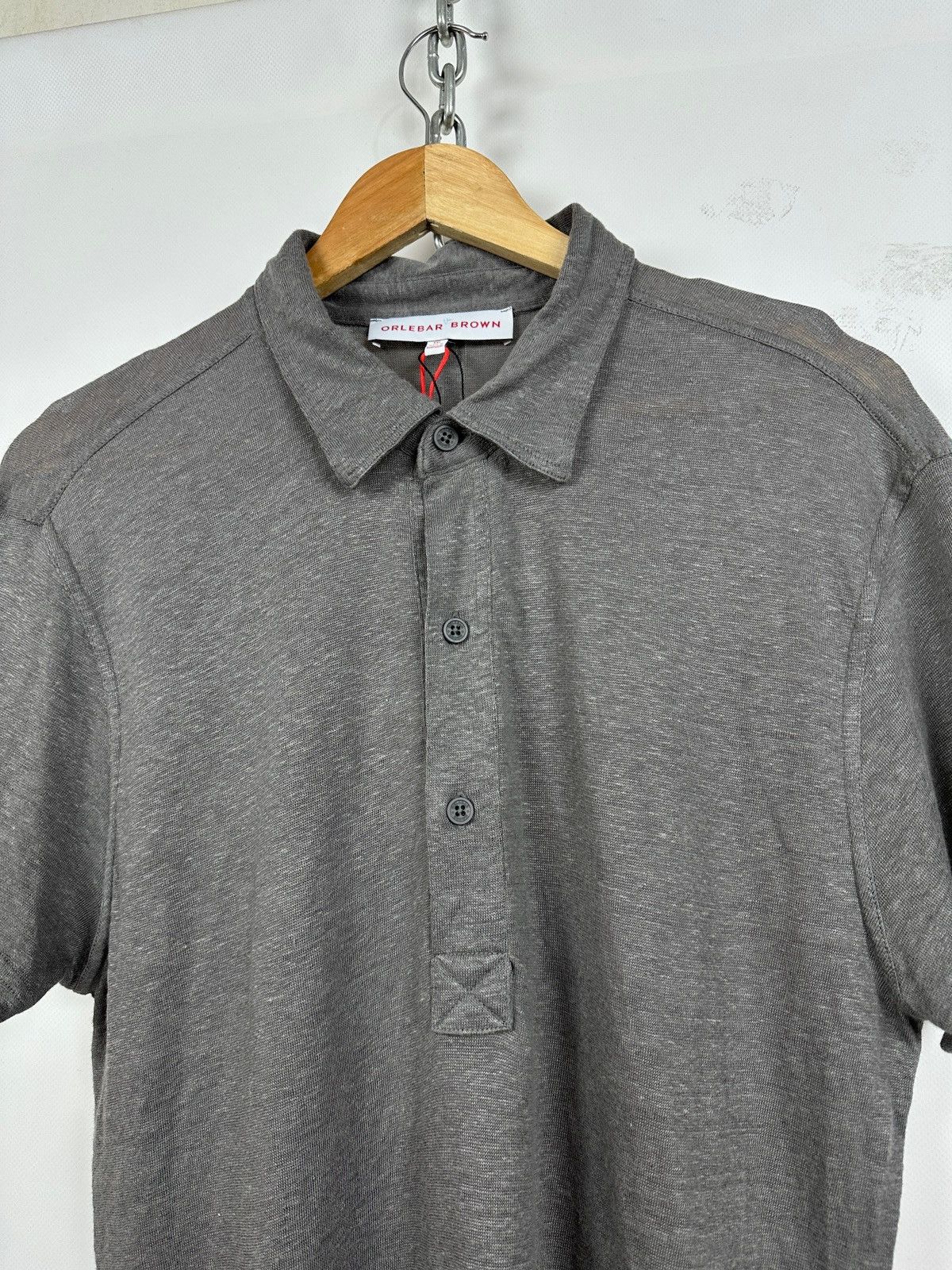 Orlebar Brown Orlebar Brown Linen Grey Polo Shirt Size US XXL / EU 58 / 5 - 4 Thumbnail