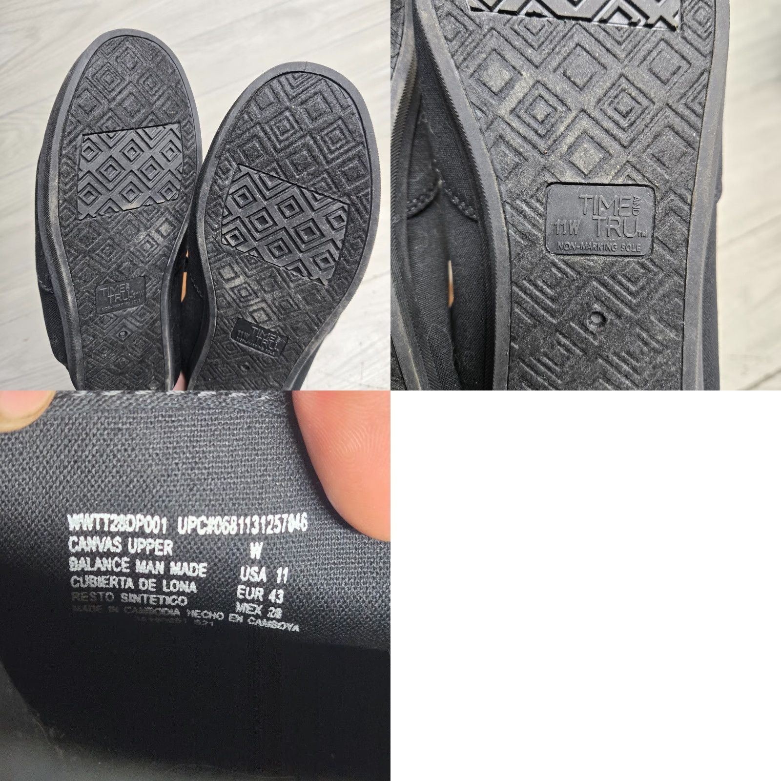 Vintage Time And Tru Black Loafer Scrunch Women Wide 11 US 43 EU 9 UK 9 Brand New Lace Up Studded Memory Foam Flat Square Toe Slip On Footwear Size US 11 / IT 41 - 8 Thumbnail