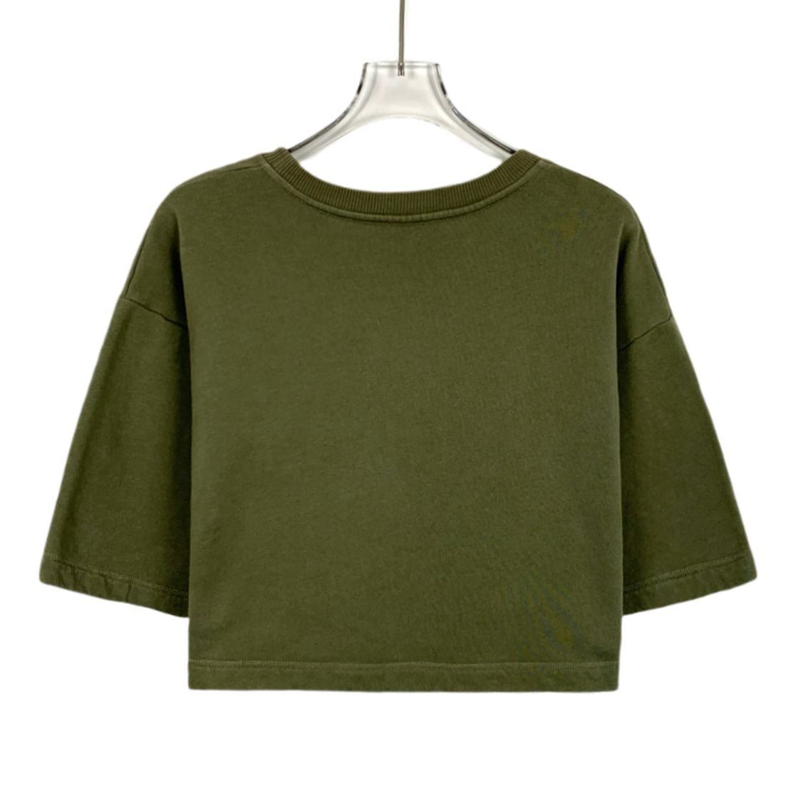 Celine Celine Military Green Logo Print Cotton Crew Neck T-Shirt (S Size XS / US 0-2 / IT 36-38 - 8 Thumbnail