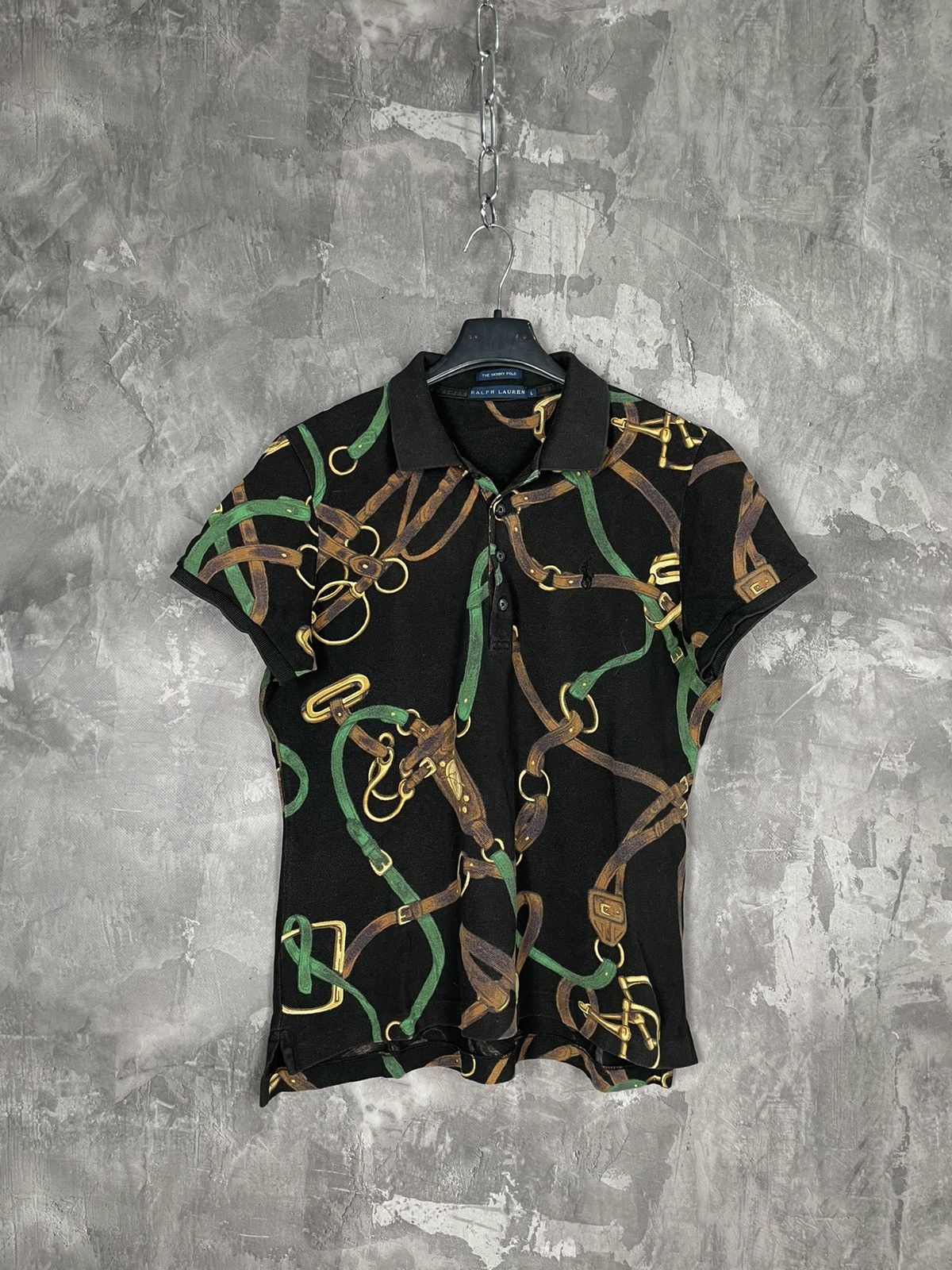 Polo Ralph Lauren × Ralph Lauren Polo Ralph Lauren Vintage Crazy Chains And Belts Logo Polo T Size L / US 10 / IT 46 - 7 Thumbnail
