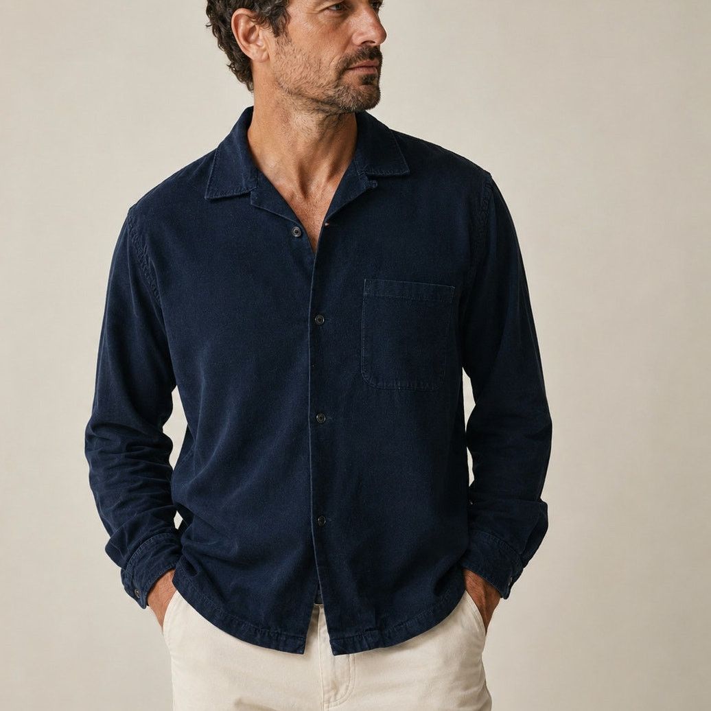 Buck Mason Men's Navy Corduroy Camp Collar Shirt Sz Xs in Blue, Men's