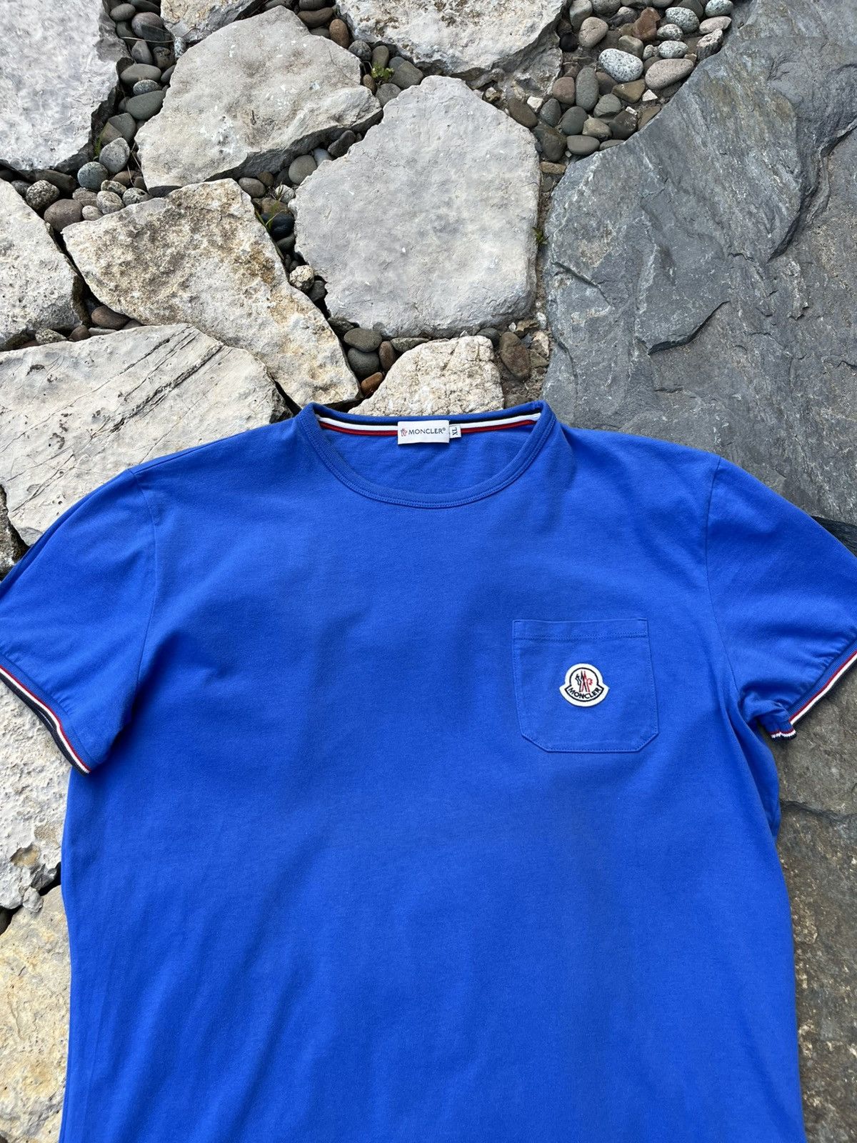 Moncler × Vintage Moncler maglia t-shirt pocket chest logo luxury tee drill Size US L / EU 52-54 / 3 - 3 Thumbnail