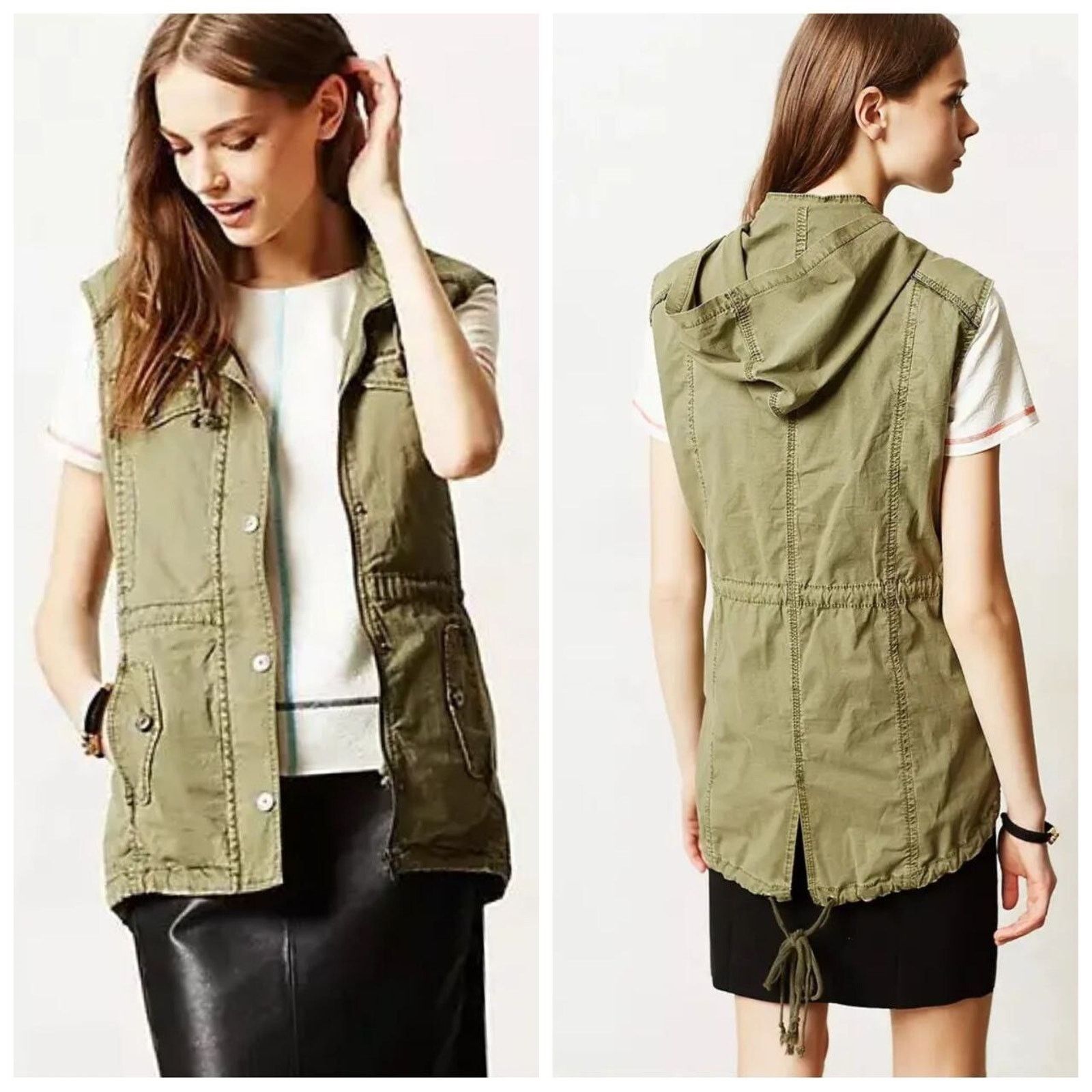 Anthropologie Anthropologie Marakech Army Gren Utility Vest size S A000033 Size S / US 4 / IT 40 - 1 Thumbnail