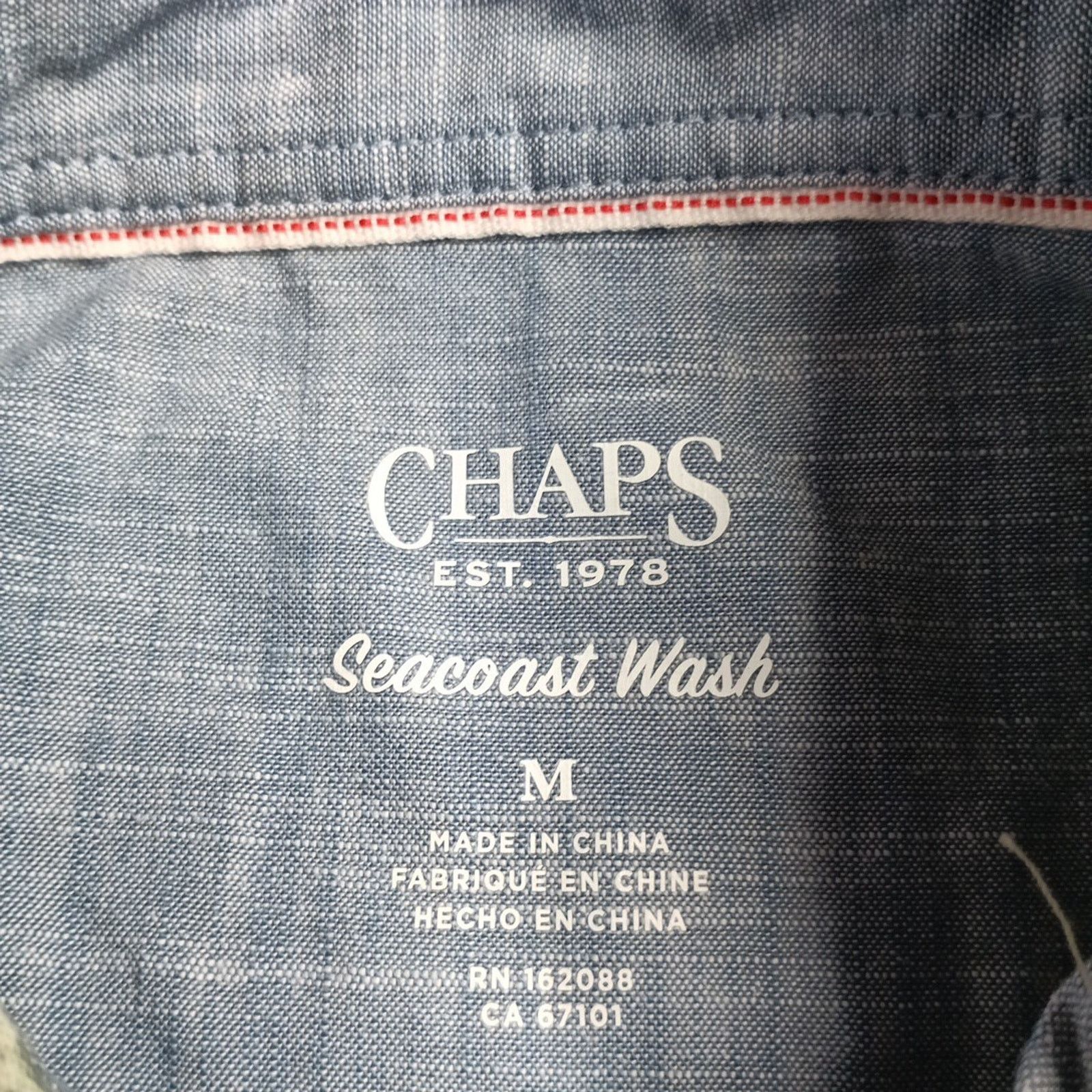 Chaps Chaps Seacoast Chambray Woven Shirt Mens M Green Aztec Print Size US M / EU 48-50 / 2 - 3 Thumbnail