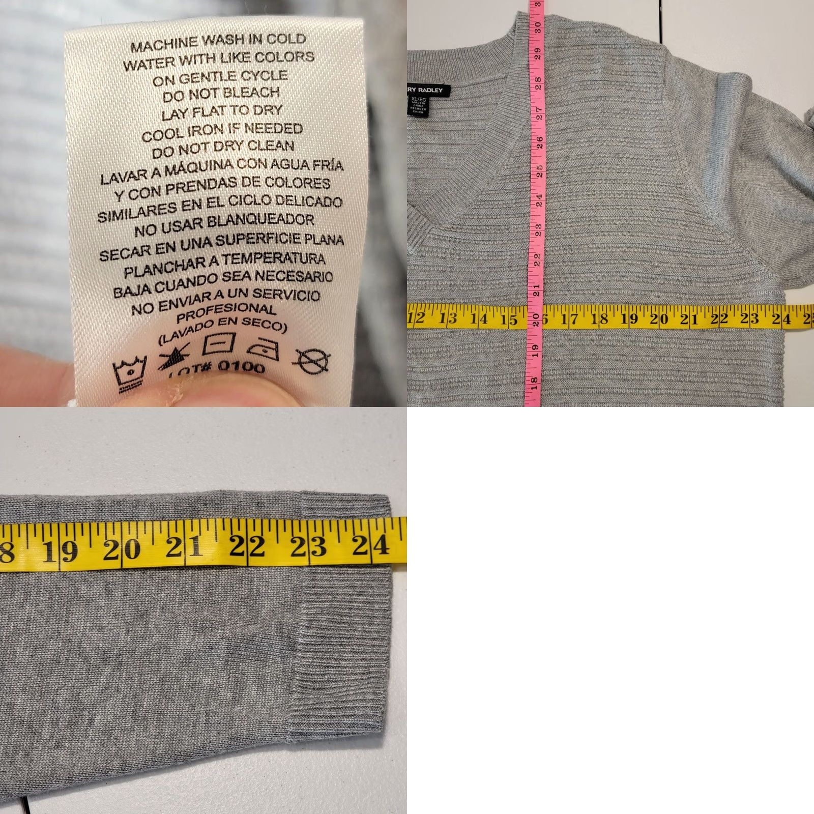 Vintage Hilary Radley Sweater Womens XL Viscose Knit Ribbed Vneck Casual Gray Tunic Size XL / US 12-14 / IT 48-50 - 8 Thumbnail