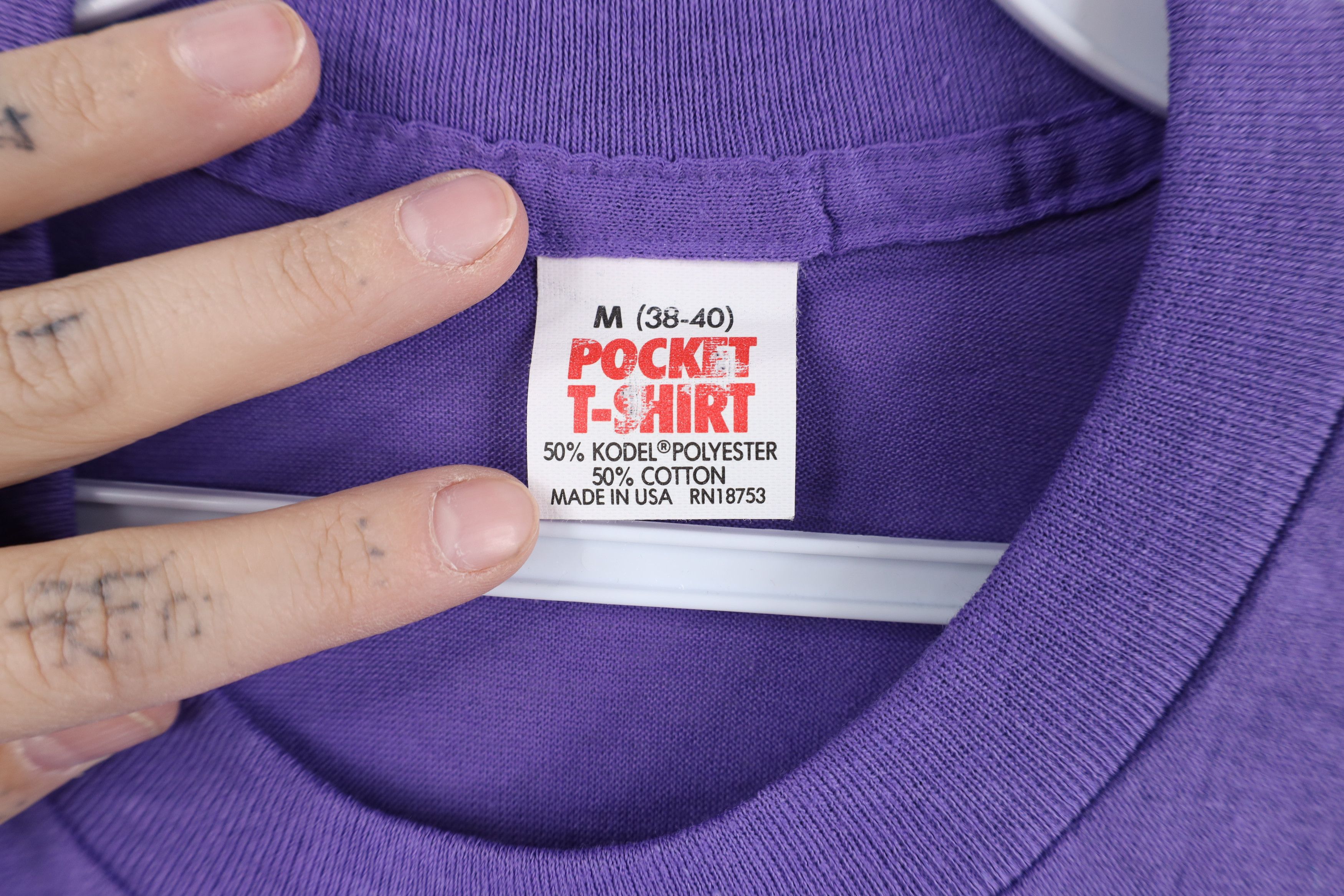 Vintage Deadstock Vintage 70s Streetwear Pocket T-Shirt Purple USA Size M / US 6-8 / IT 42-44 - 6 Thumbnail