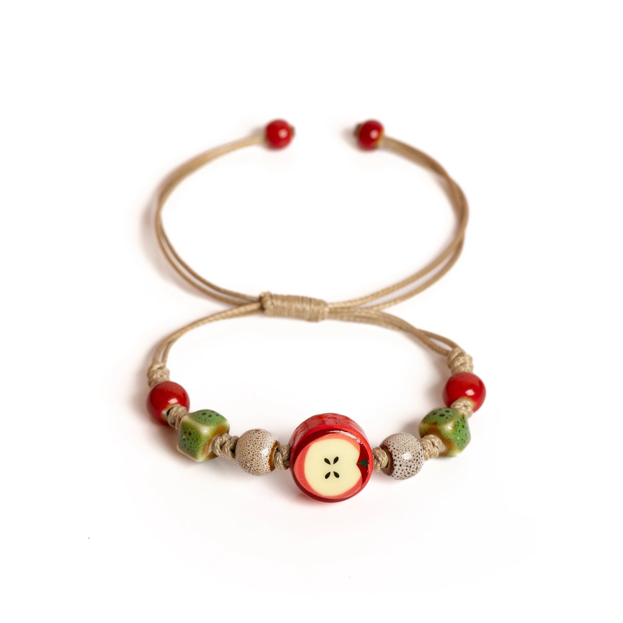 Handmade Apple Ceramic Bracelet Handmade Jewelry Gift For Her Size ONE SIZE - 2 Thumbnail