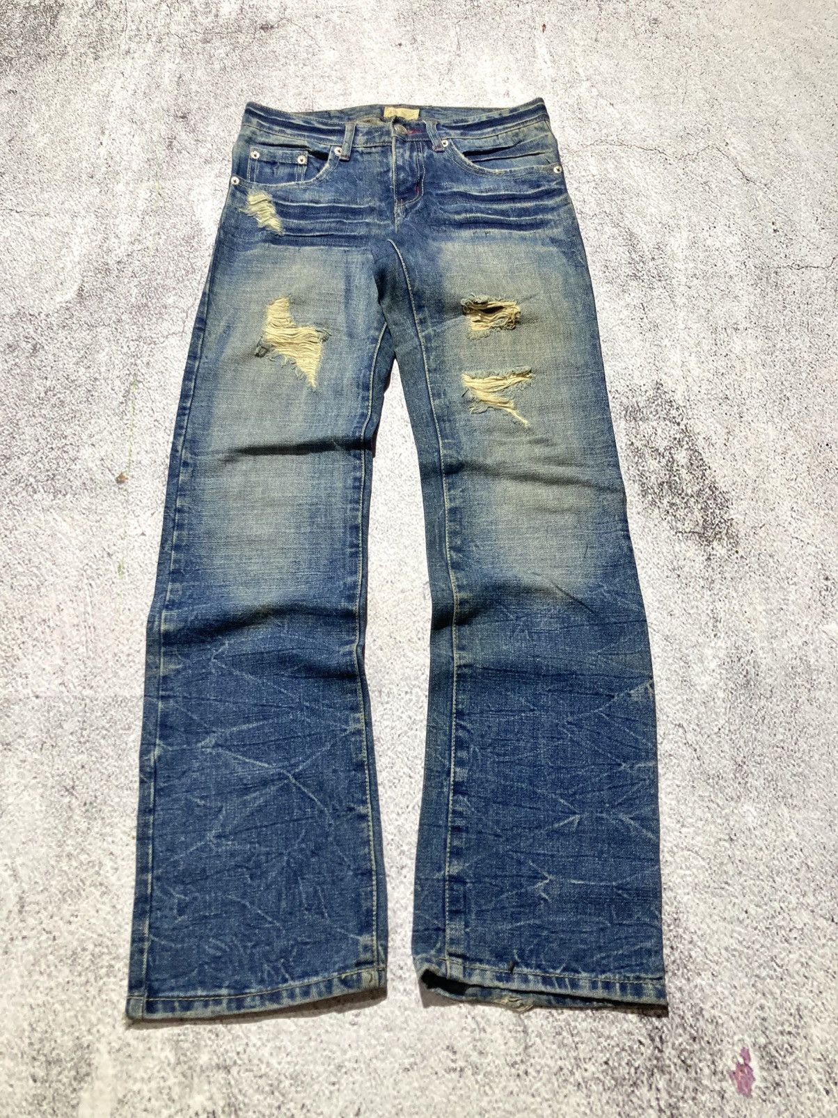 Japanese Brand 2000s Star R Distressed Ripped Lgb Punk Style Pants Jeans Size US 28 / EU 44 - 1 Thumbnail