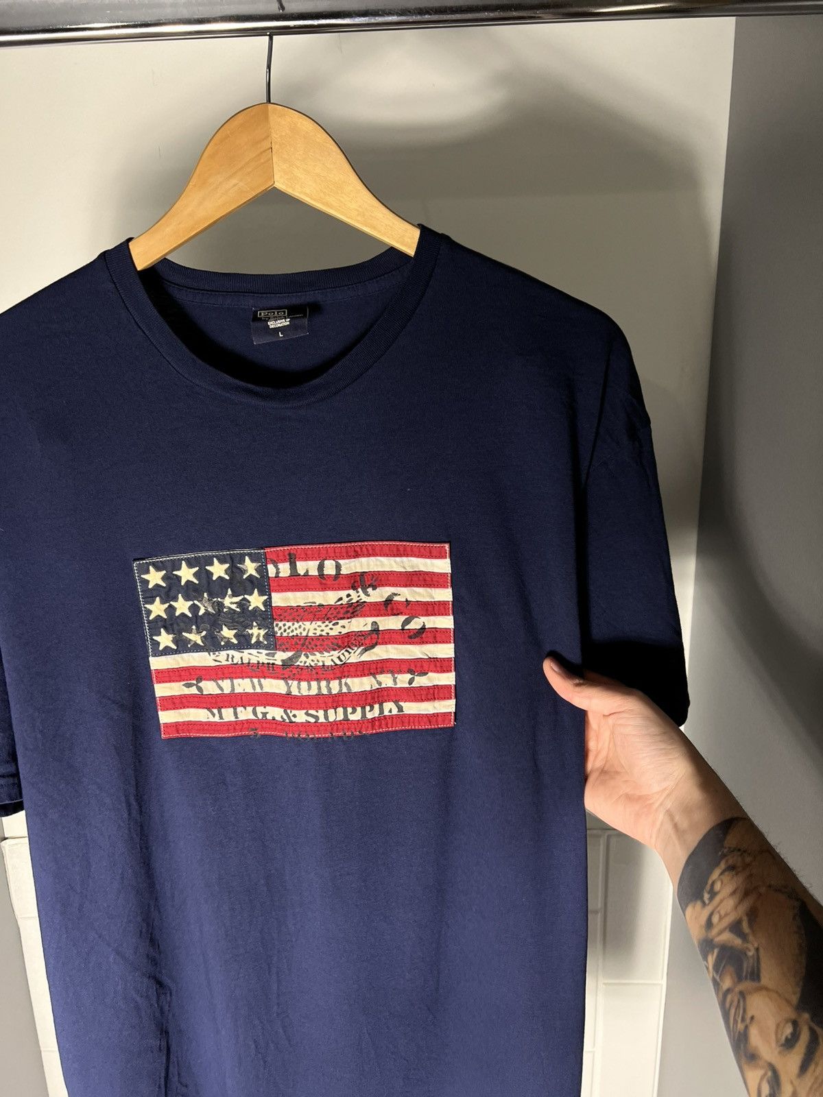 Polo Ralph Lauren VINTAGE POLO RALPH LAUREN USA FLAG CASUAL T-SHIRT Y2K 90s Size US L / EU 52-54 / 3 - 13 Thumbnail