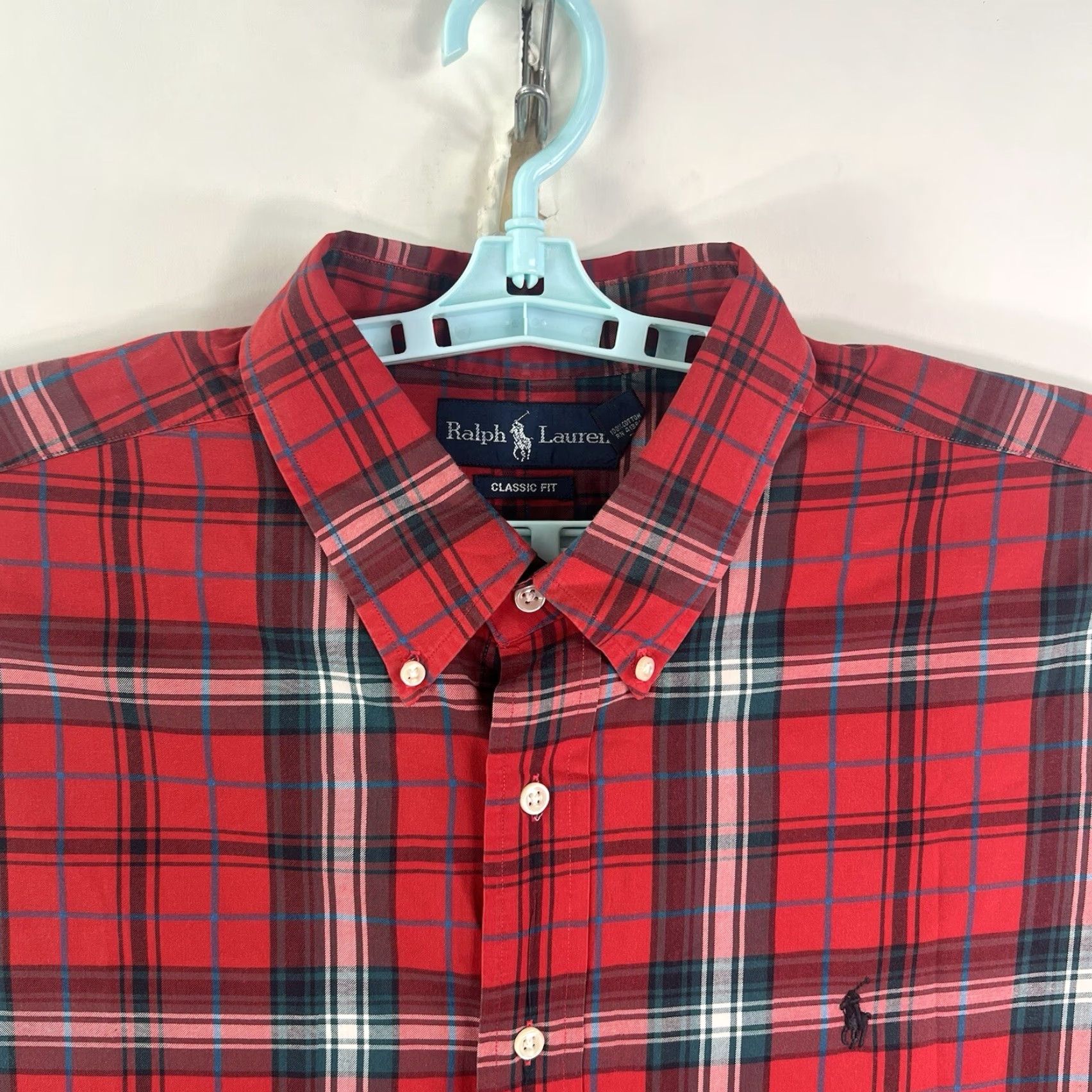 Ralph Lauren VINTAGE? No. Ralph Lauren Plaid Classic Fit Button-Down Shirt Mens 2XL Red/Blue Cotton LS Size US XXL / EU 58 / 5 - 3 Thumbnail