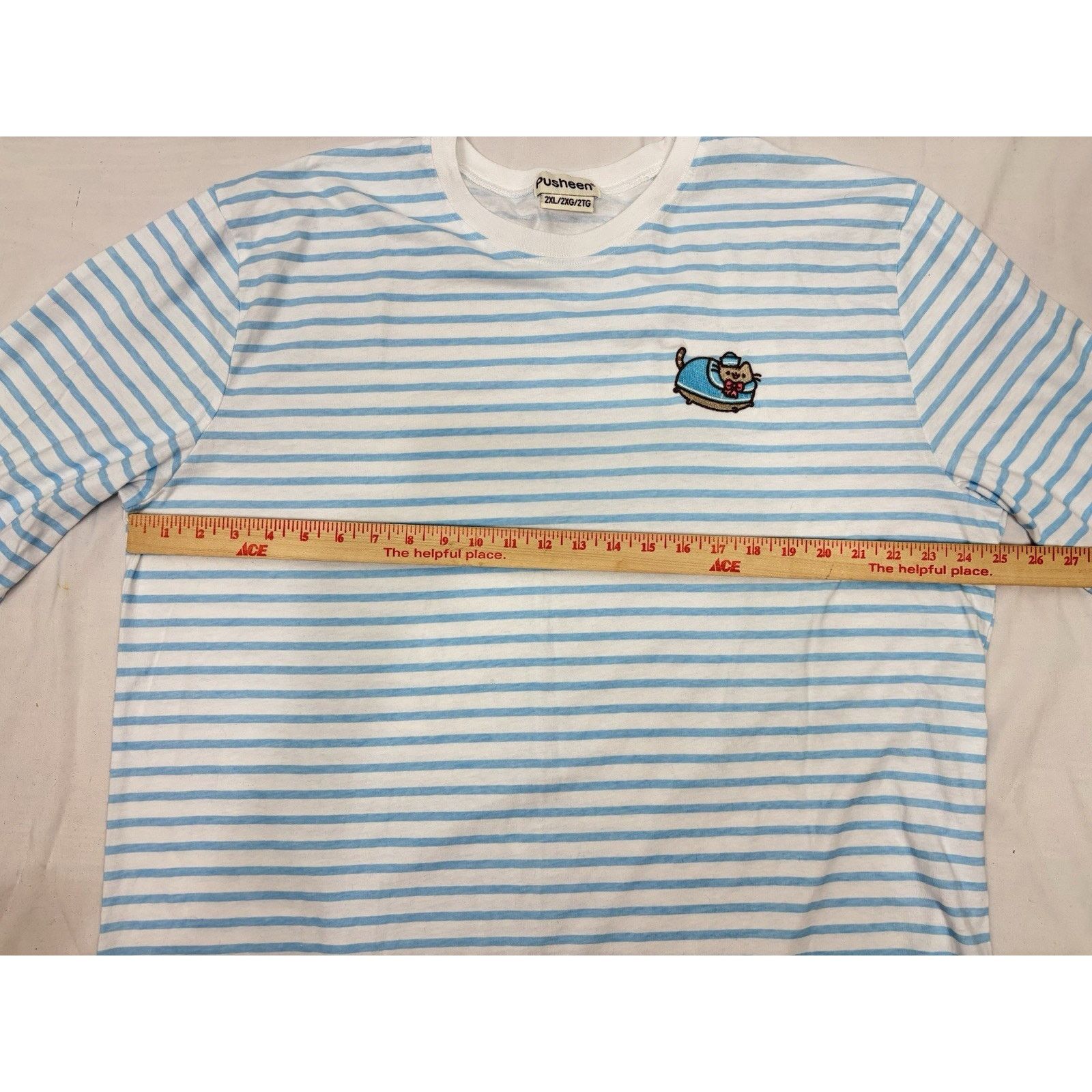 Unknown London Pusheen Sailor Long Sleeve Blue Striped Shirt Cat Size 2XL Size XXL / US 16-18 / IT 52-54 - 4 Thumbnail