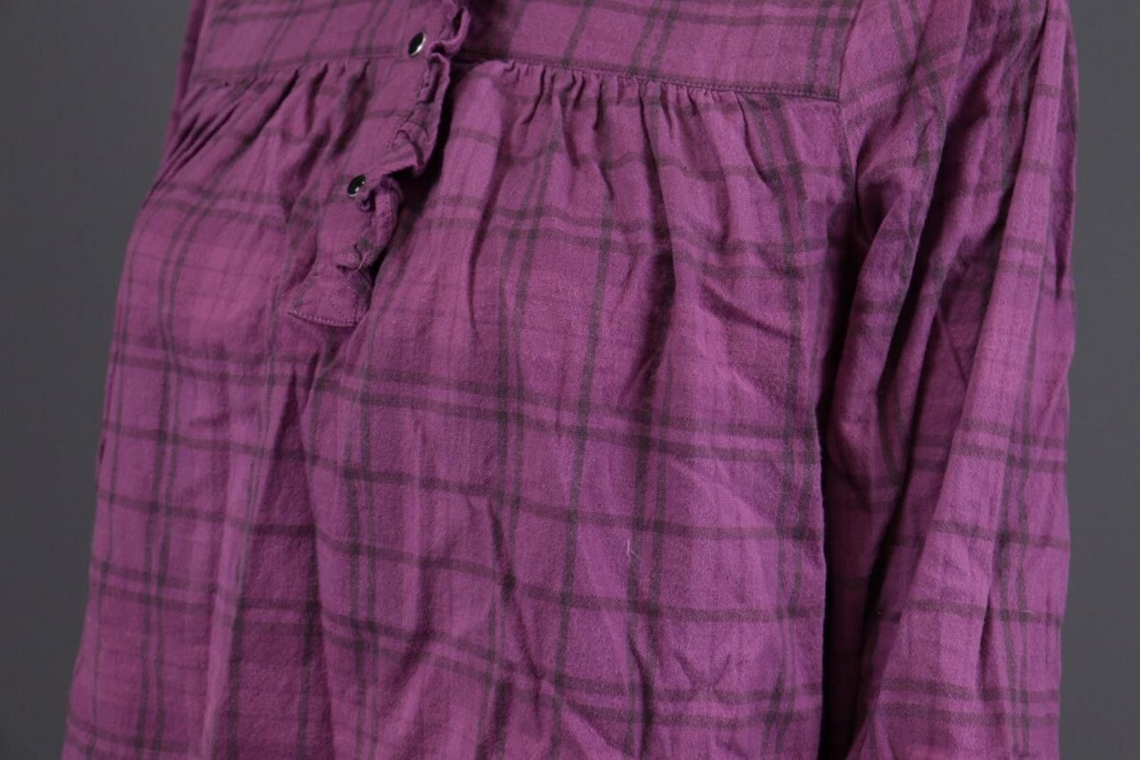 Def Leppard BA&SH Purple Check Printed Henley Blouse Shirt Size 0 Size XS / US 0-2 / IT 36-38 - 8 Thumbnail