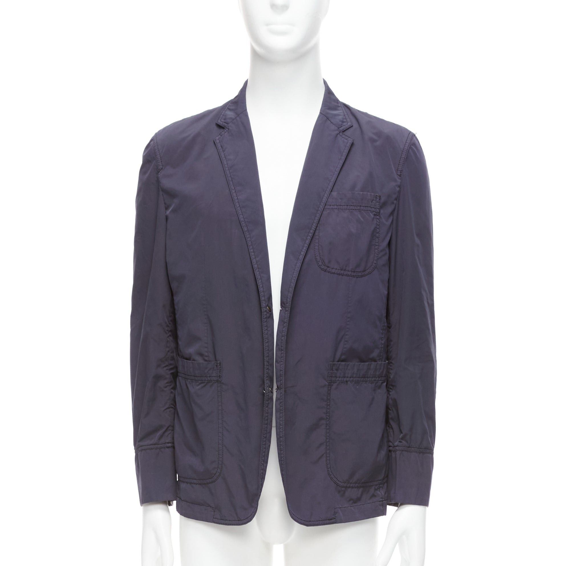 S.T. Dupont ST DUPONT charcoal grey nylon overstitched silver hardware blazer IT50 L Size 50R - 1 Thumbnail