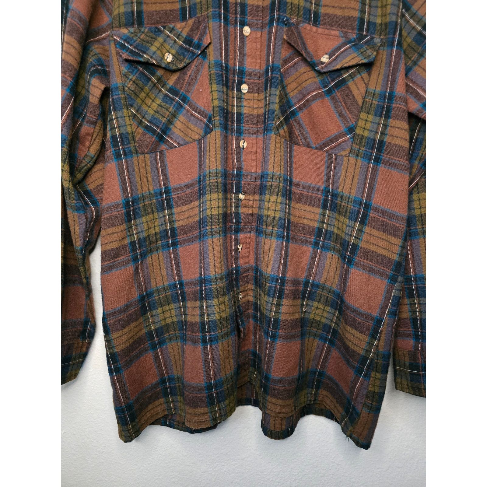 Other × Vintage Vintage Alpine Trail Flannel Brown Plaid XL Button Up Size US XL / EU 56 / 4 - 3 Thumbnail