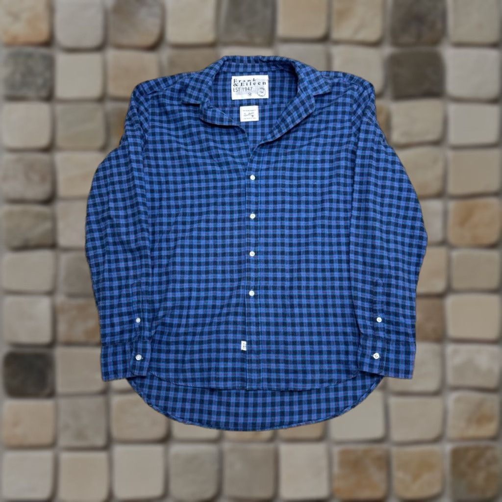 Vintage Frank And Eileen Shirt Womens Medium Blue Cotton Plaid Flannel Button Up Size M / US 6-8 / IT 42-44 - 1 Thumbnail