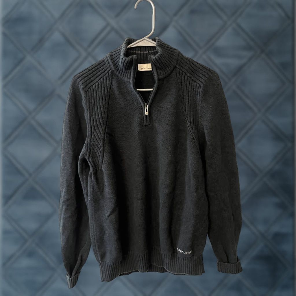 DKNY VINTAGE DKNY Jeans Sweater Shirt Mens M 1/4 Zip Black Mock Neck Knit Pullover Classic Preppy Holiday 90s Mens Size US M / EU 48-50 / 2 - 1 Thumbnail