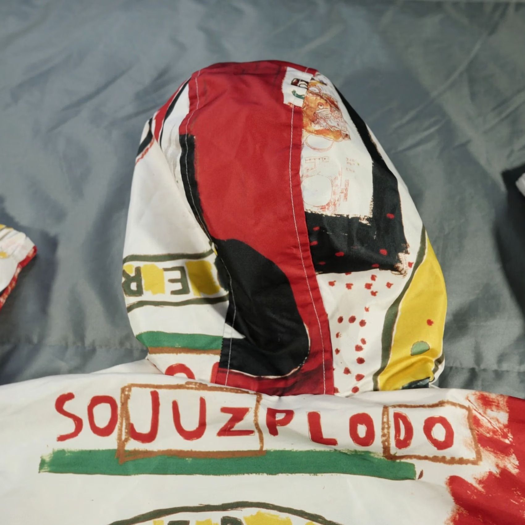 Members Only Members Only Jacket Mens L White Jean Michel Basquiat Hooded Windbreaker Art Size US 33 - 4 Thumbnail