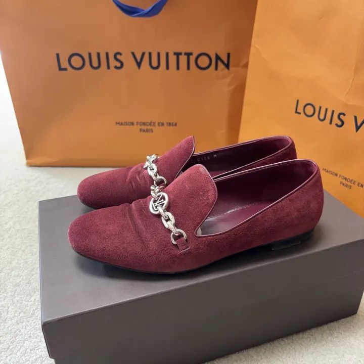 Louis Vuitton Louis Vuitton Women's Red Loafers 0079 Size US 5 / IT 35 - 1 Thumbnail