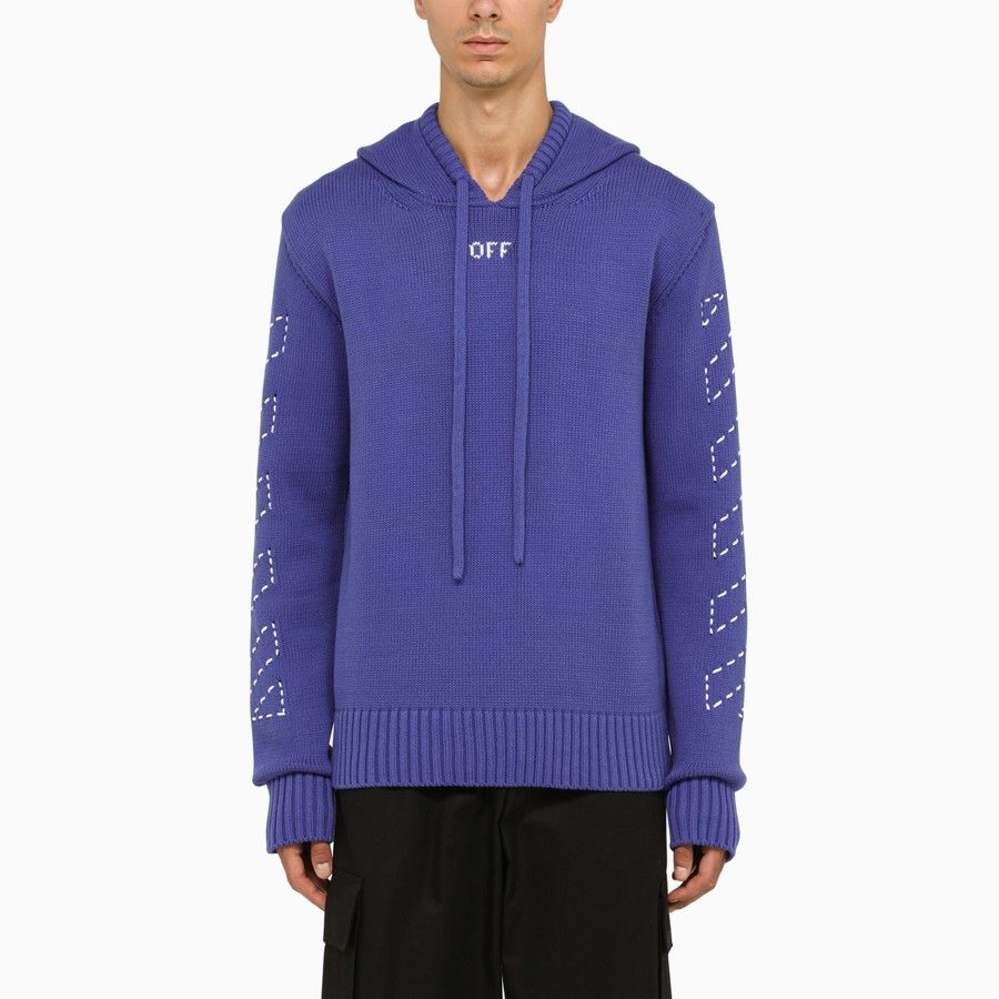 image of Off White O1D2Blof0424 Logo Hoodies In Blue, Men's (Size Medium)