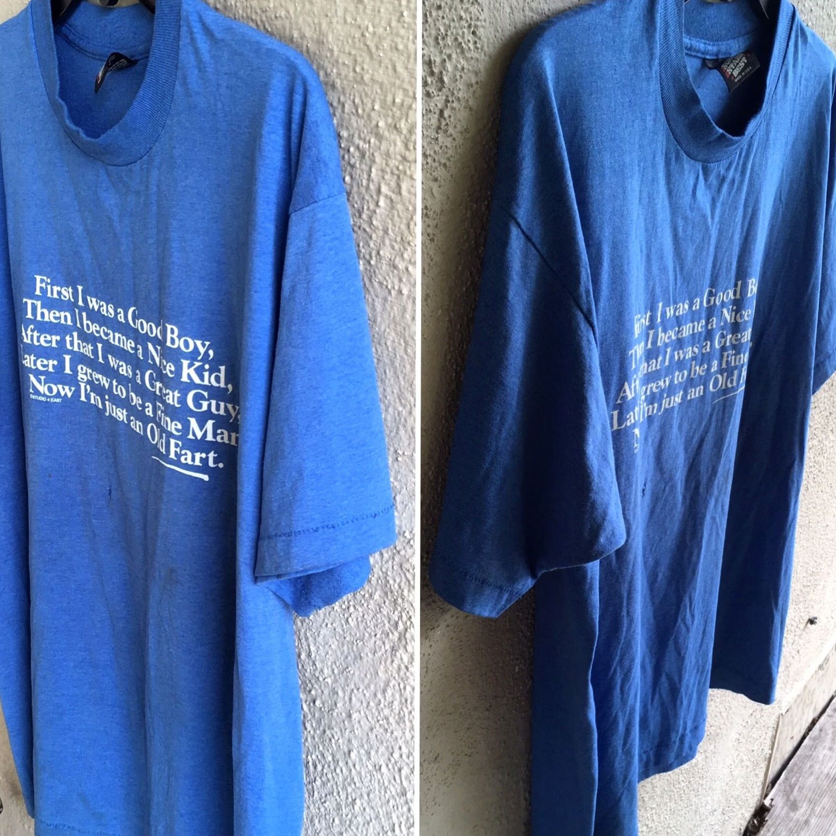 Vintage VINTAGE Old Fart T-Shirt Screen Stars c STUDIO 4 EAST XL Blue 1980s 50/50 Single Stitch Made In USA Mens Graphic Tee Size US XL / EU 56 / 4 - 6 Thumbnail