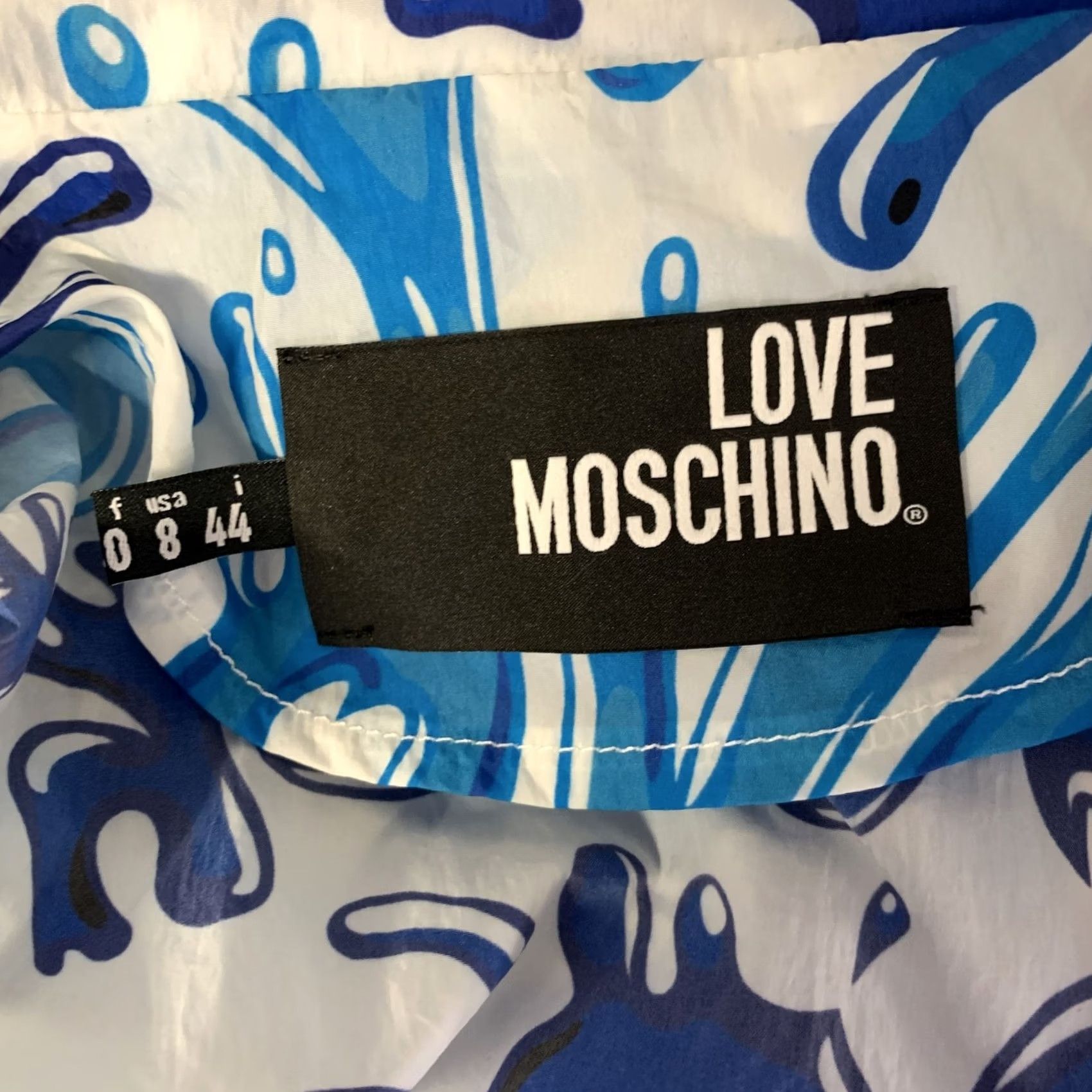 Moschino MOSCHINO Coat Womens 8 White Size Blue Polyamide Splash Raincoat Size M / US 6-8 / IT 42-44 - 5 Thumbnail