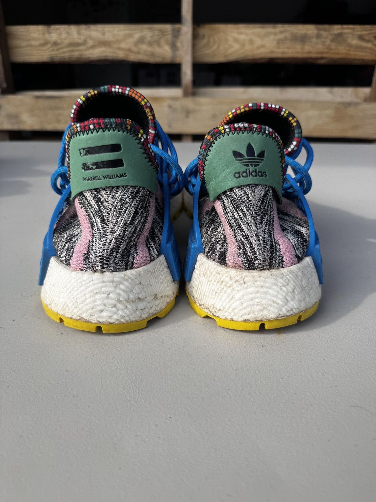 Adidas × Pharrell Pharrell x Adidas NMD Human Race Trail ‘solar pack’ Size US 12 / EU 45 - 6 Thumbnail