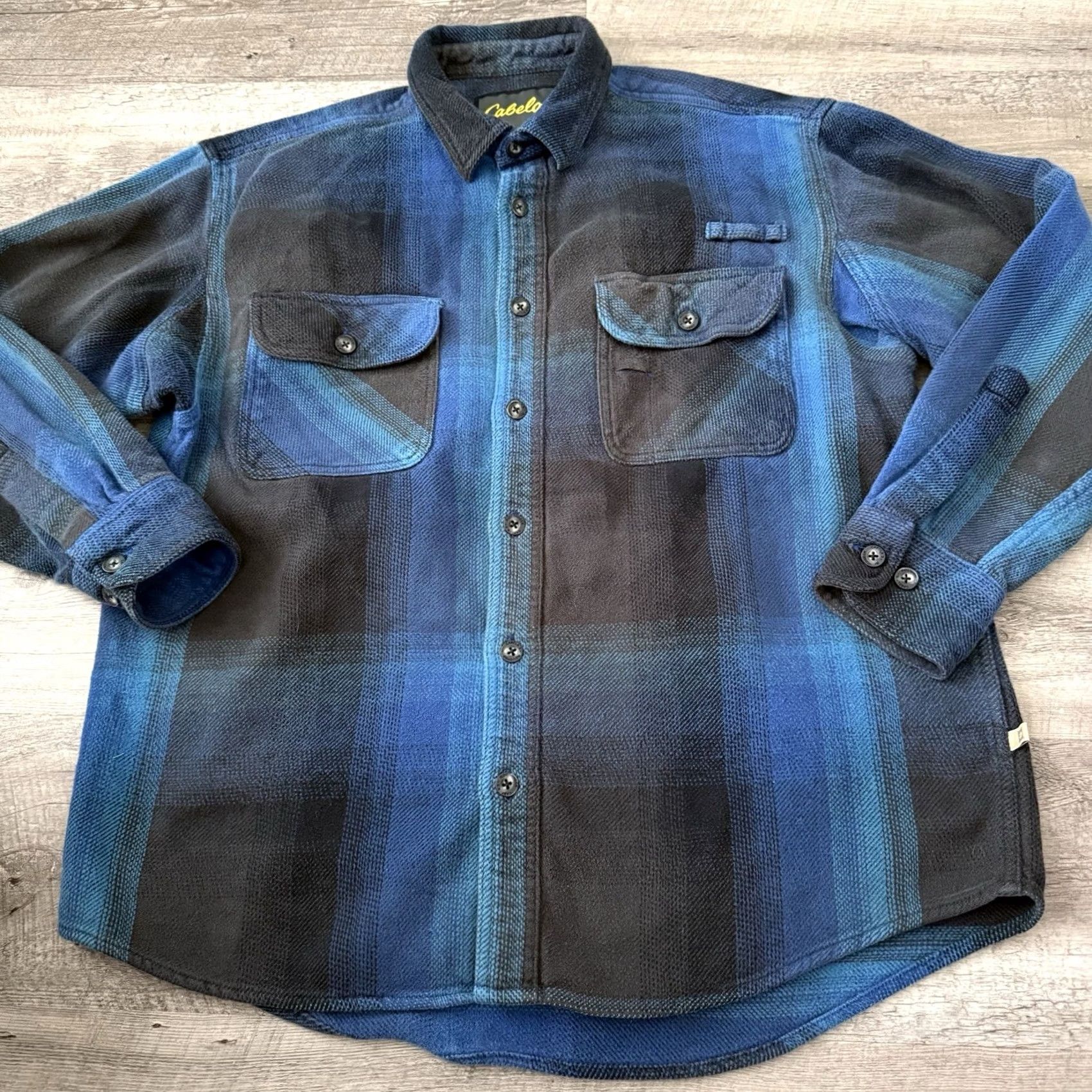 Vintage Cabelas Heavy Shirt Men Large Blue Plaid Woven Shacket Work Jacket Outdoors Flaw Size US L / EU 52-54 / 3 - 6 Thumbnail