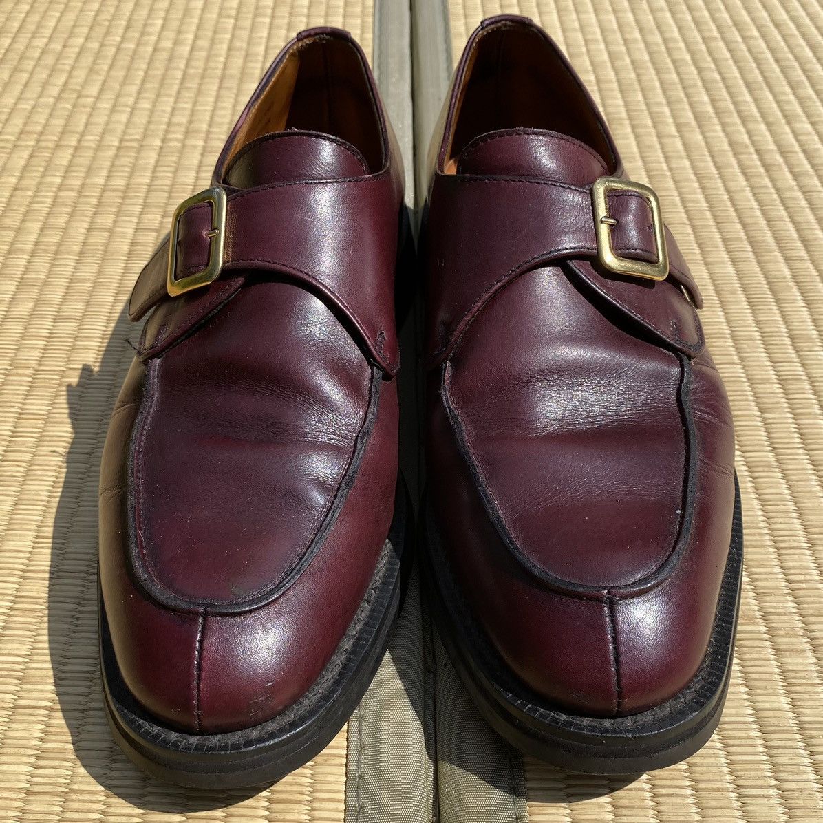 Vintage Vtg ET Wright Oxblood Leather Buckle Loafers Made in ENGLAND Size US 9 / EU 42 - 2 Thumbnail