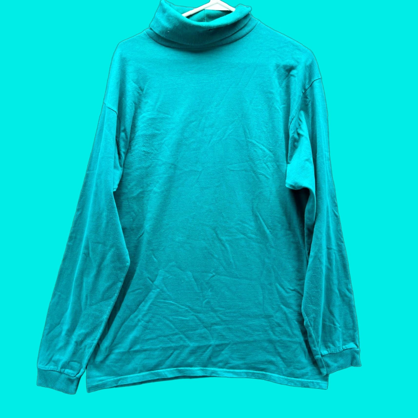 Adidas VINTAGE Adidas Sweater Mens Large Teal Blue Pullover Fleece Turtle Neck Y2K USA Size US L / EU 52-54 / 3 - 1 Thumbnail