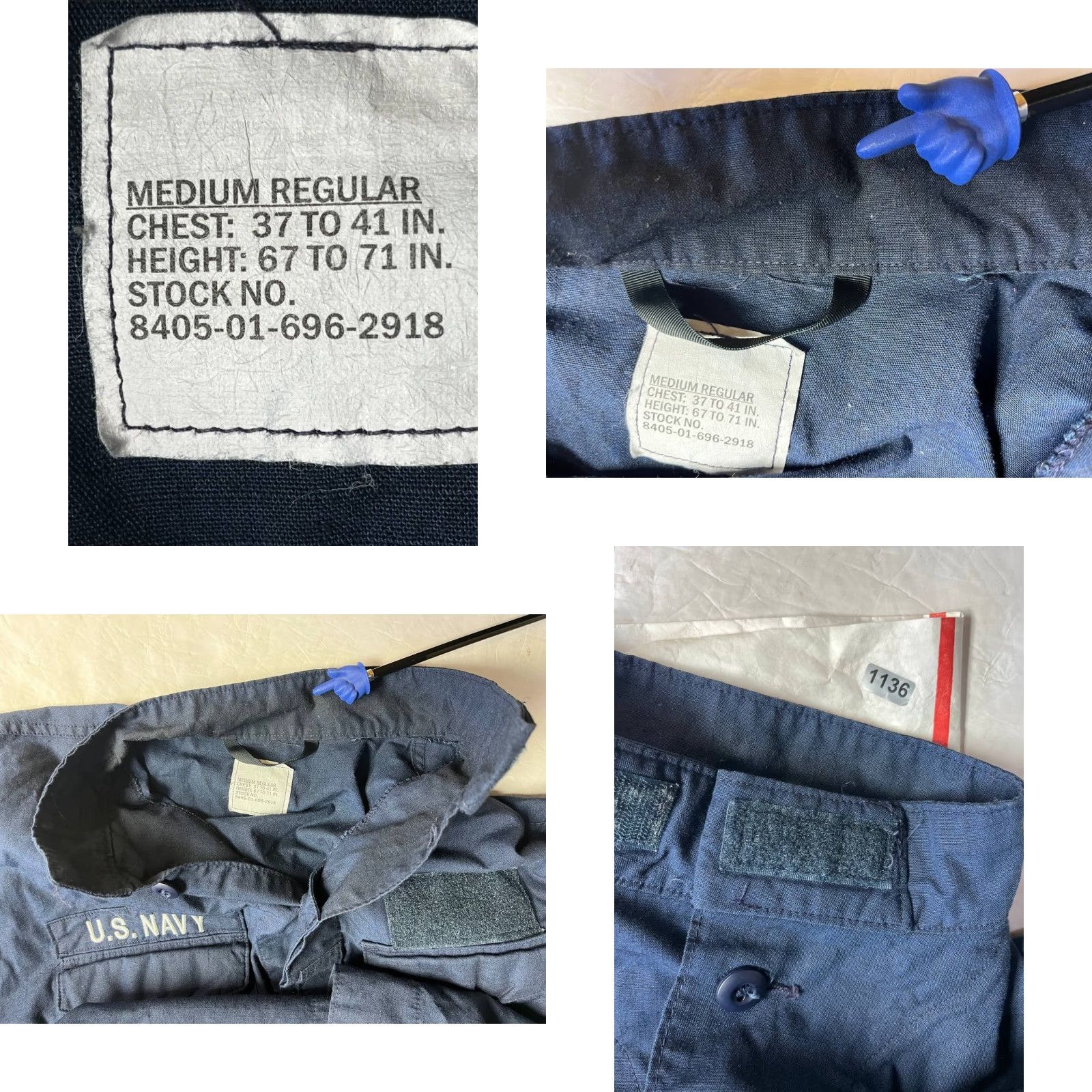 Vintage VINTAGE US Navy Field Jacket Blue Men M Regular Mid-Length Cotton Nylon Water Resistant Pockets Military Coat All Seasons Hooded Front Button Size US M / EU 48-50 / 2 - 9 Thumbnail