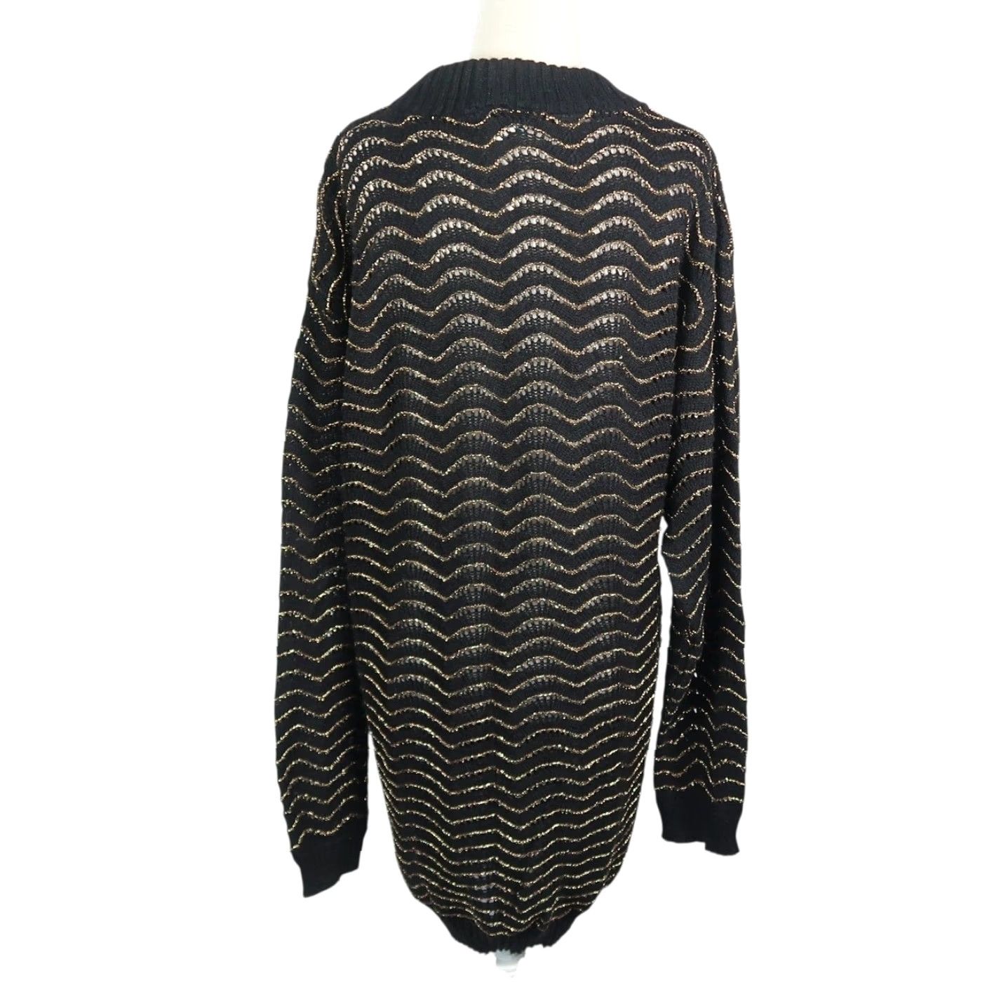 Vintage VINTAGE Village Fair Black Metallic Gold Wavy Stripe Tunic Sweater XL Long Sleeve Women Size XL / US 12-14 / IT 48-50 - 4 Thumbnail