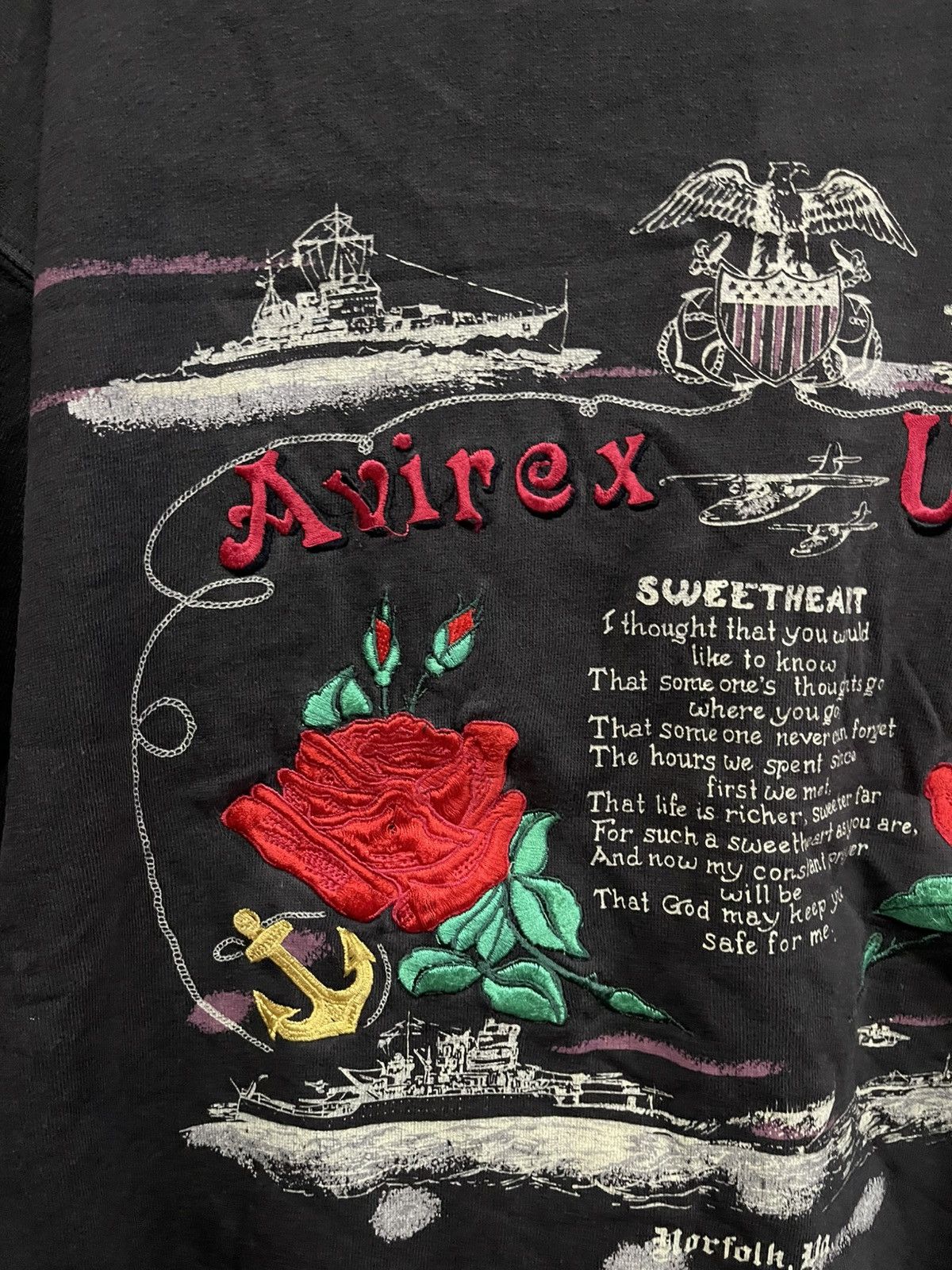 Avirex Vintage 90s Avirex USN embroidered roses sweatshirt🔥🔥🔥 Size US S / EU 44-46 / 1 - 4 Thumbnail