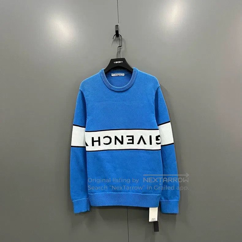 Givenchy Givenchy Blue and white logo printed knit shirt Size US L / EU 52-54 / 3 - 1 Thumbnail