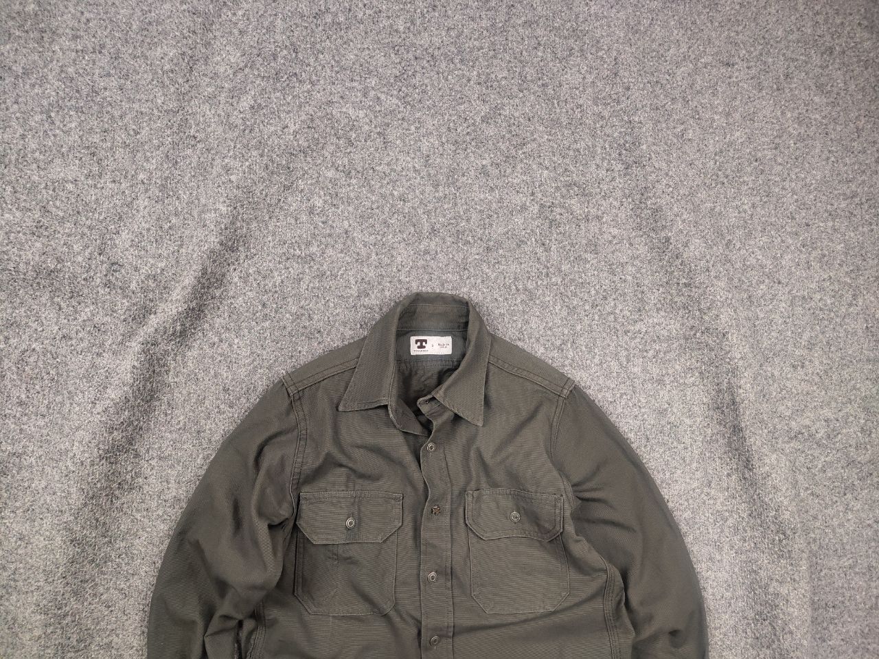 Tellason Vintage Tellason Drab Flap Long Sleeve Button Work Shirt USA Size US S / EU 44-46 / 1 - 1 Thumbnail