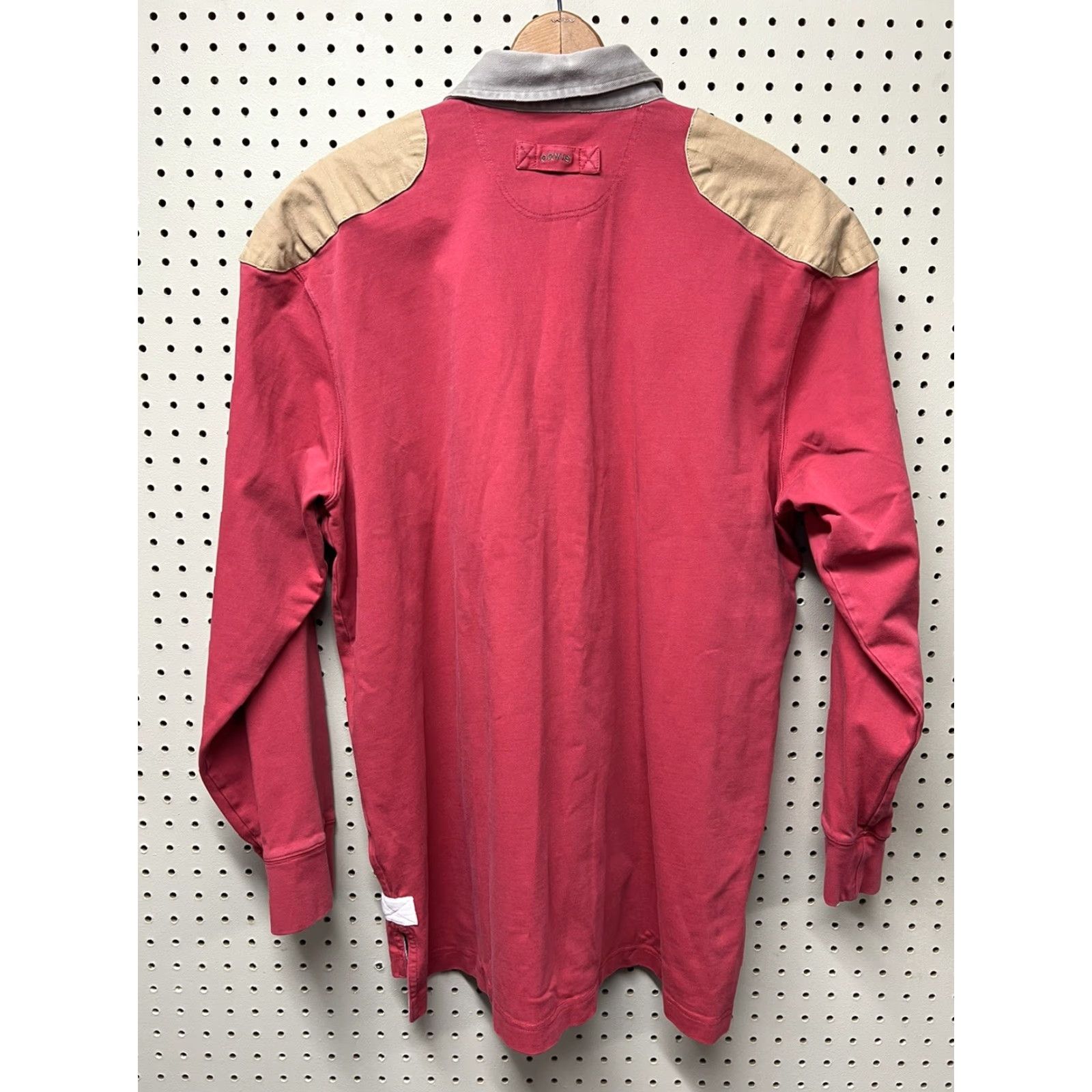 Orvis VINTAGE Orvis Long Sleeve Polo Shirt Rugby L Men’s Red 1990s Cotton Shirt Mens Size US L / EU 52-54 / 3 - 2 Thumbnail