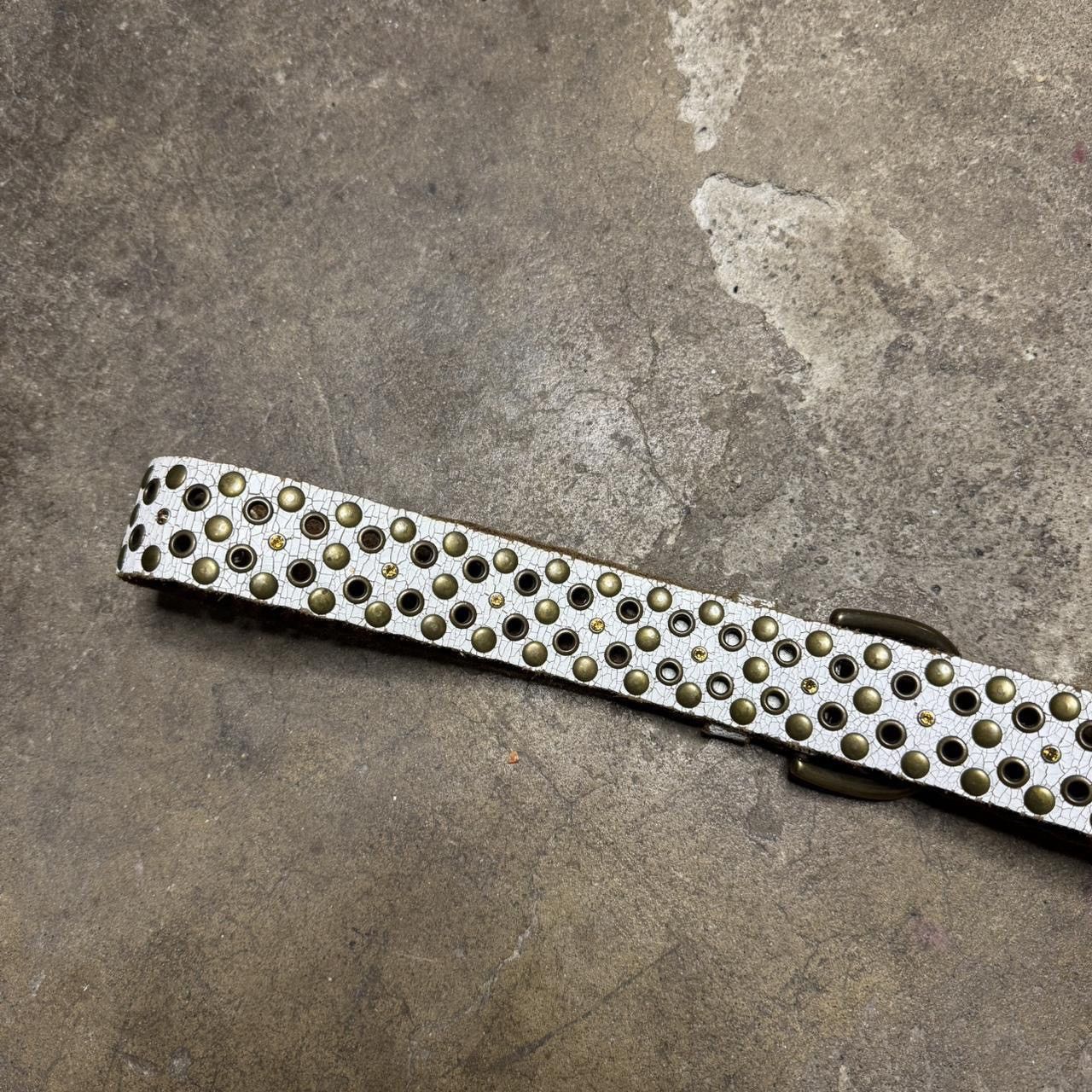 Designer × Vintage Hand Made Grunge Studded Leather Belt Size 30 - 6 Thumbnail
