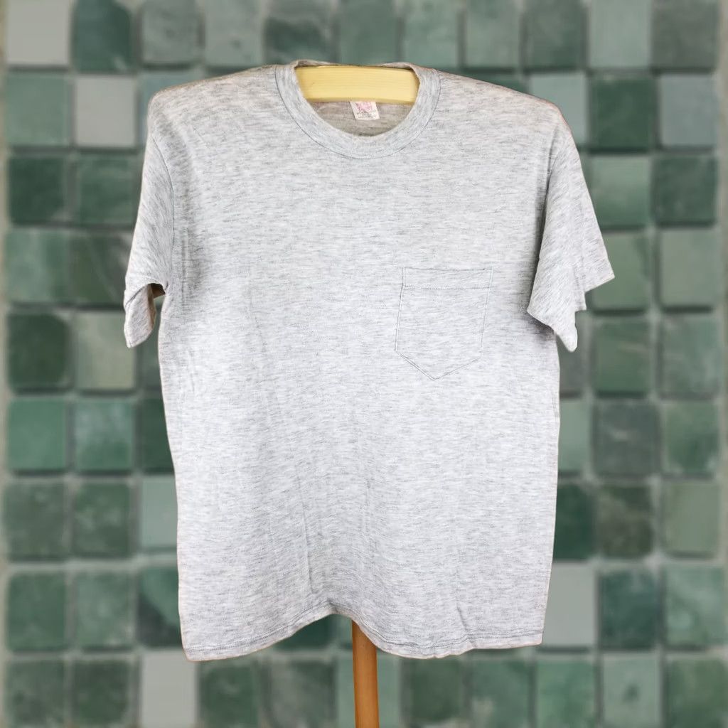 Vintage VINTAGE 80' BLANK ONE POCKET SINGLE STITCH GRAY T-SHIRT SZ LARGE Size US L / EU 52-54 / 3 - 1 Thumbnail