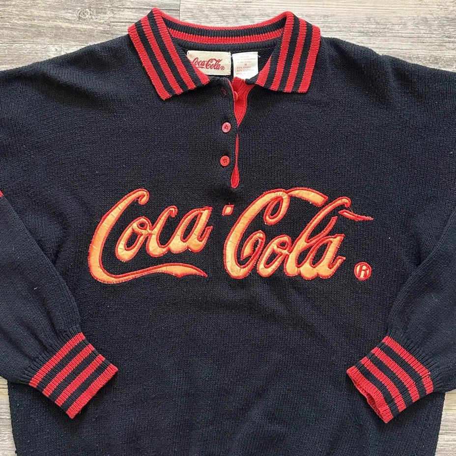 Coca Cola Vintage 80s Coca-Cola Rugby Sweater Size Medium Size US M / EU 48-50 / 2 - 3 Thumbnail
