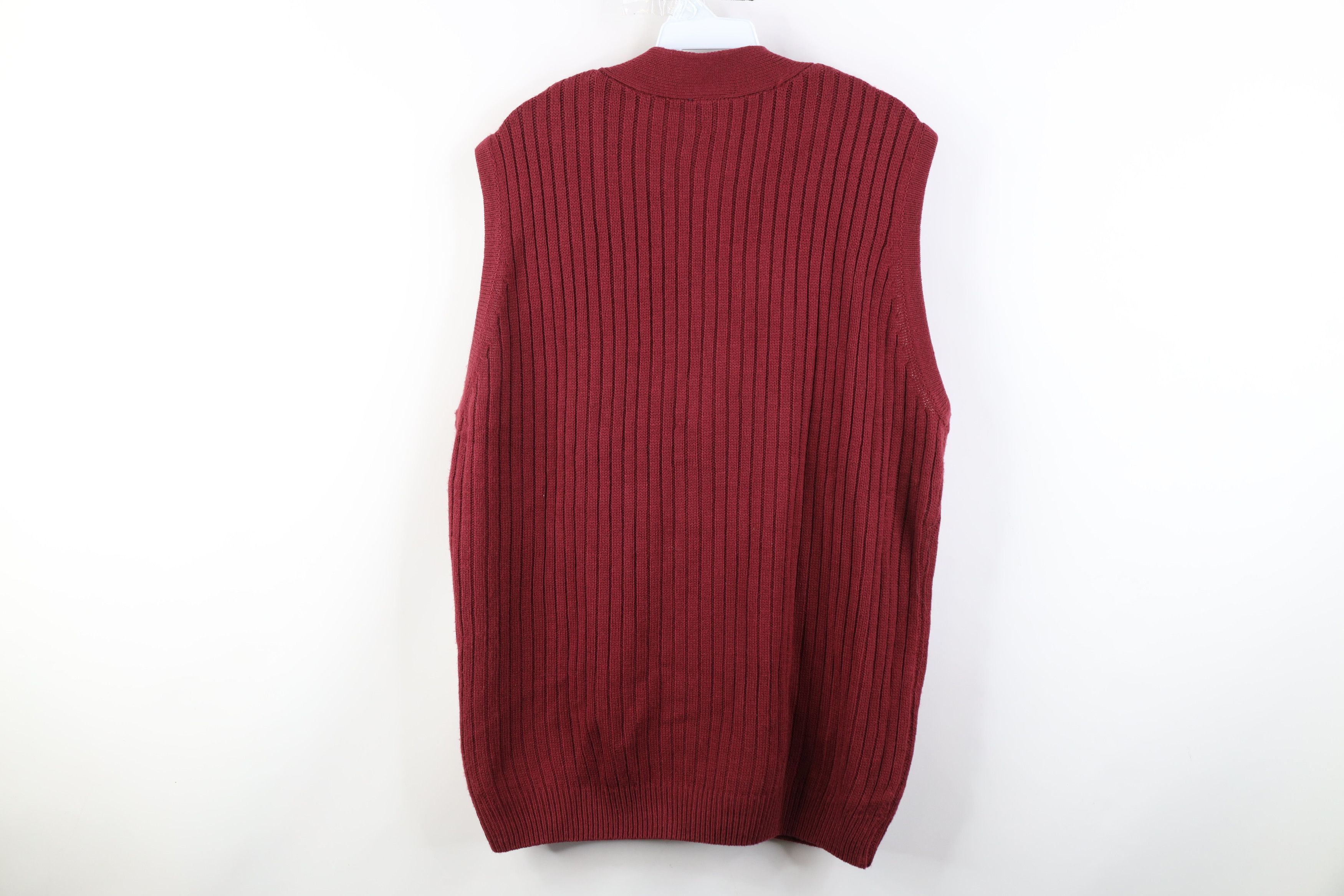 Vintage Vintage 90s Streetwear Cable Knit Fisherman Sweater Vest Red Size US L / EU 52-54 / 3 - 8 Thumbnail