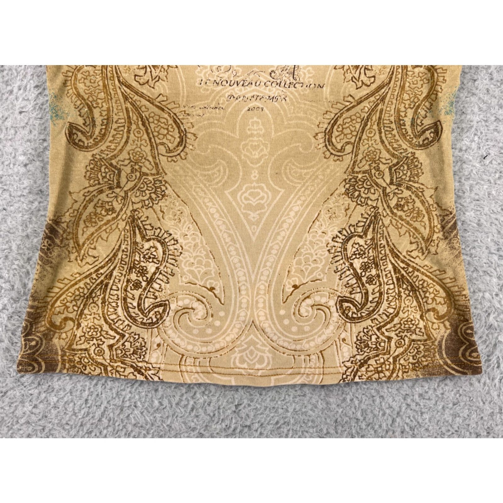 Gloria Vanderbilt Gloria Vanderbilt Women's T-Shirt Small Beige Paisley V-Neck Casual Logo Classic Designer Size S / US 4 / IT 40 - 5 Thumbnail