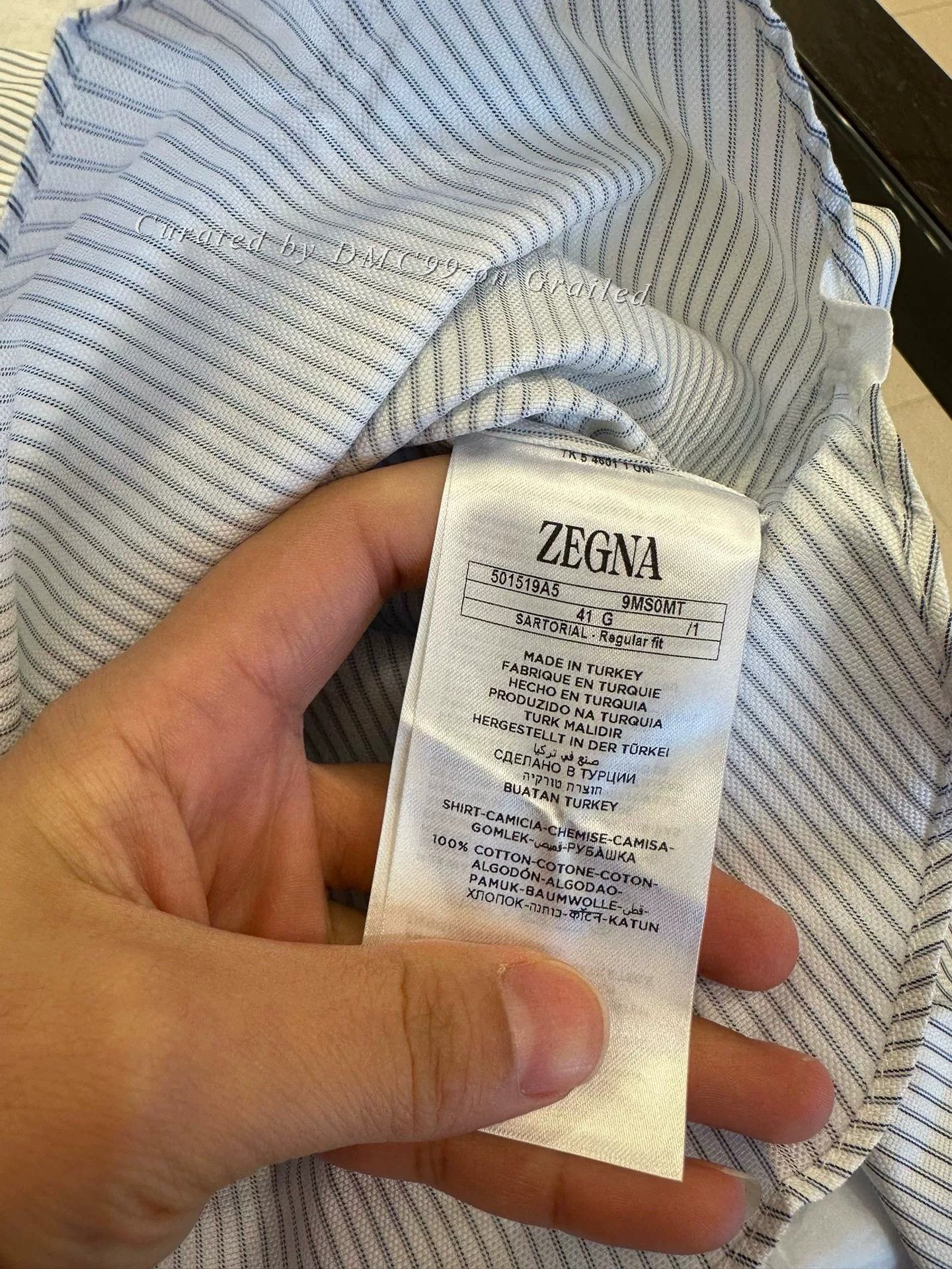 Ermenegildo Zegna Zegna White Blue Striped Men's Shirt Size US XS / EU 42 / 0 - 7 Thumbnail
