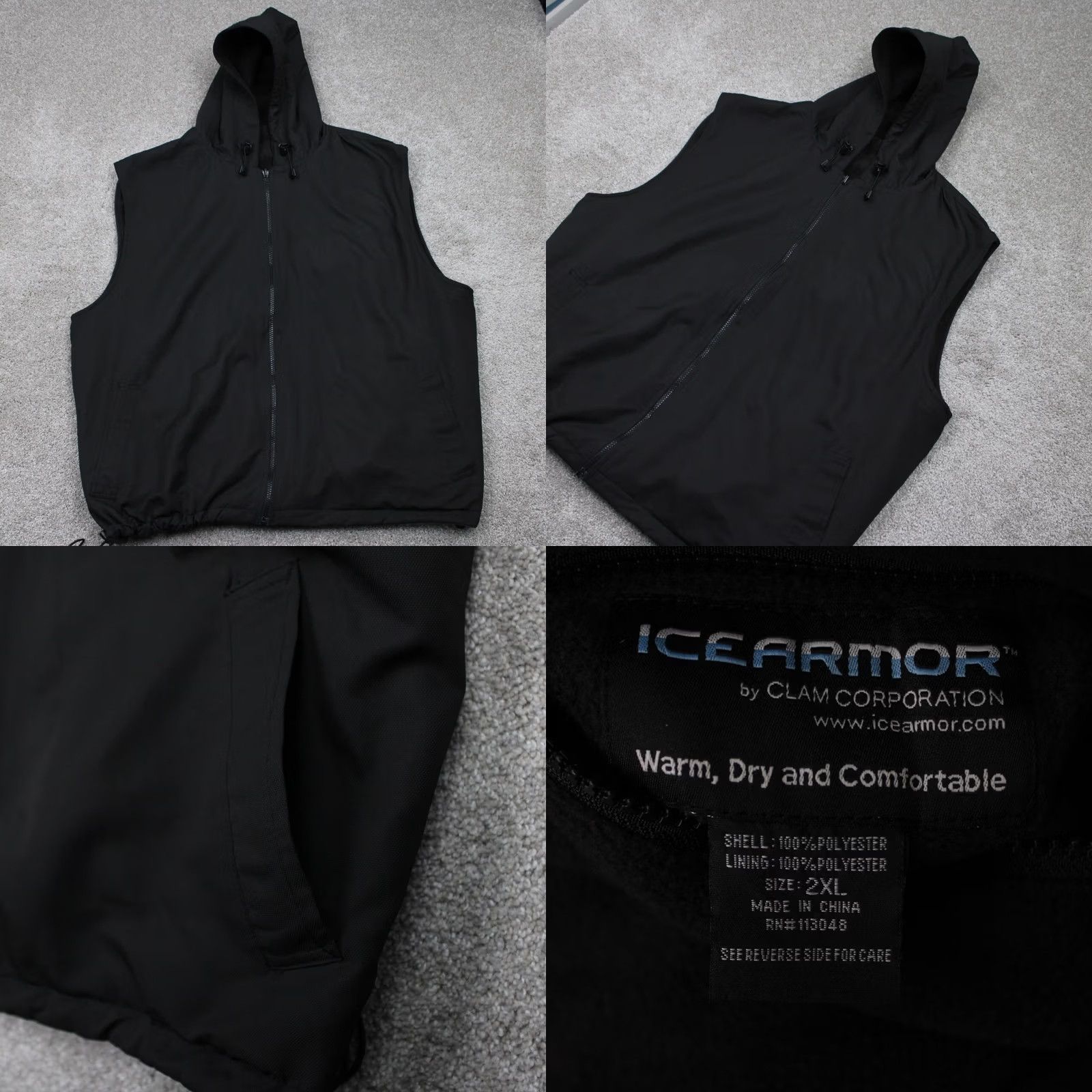 Vintage Ice Armor Reversible Vest Jacket Mens 2XL Black Hooded Full Zip Coat Size US XXL / EU 58 / 5 - 8 Thumbnail