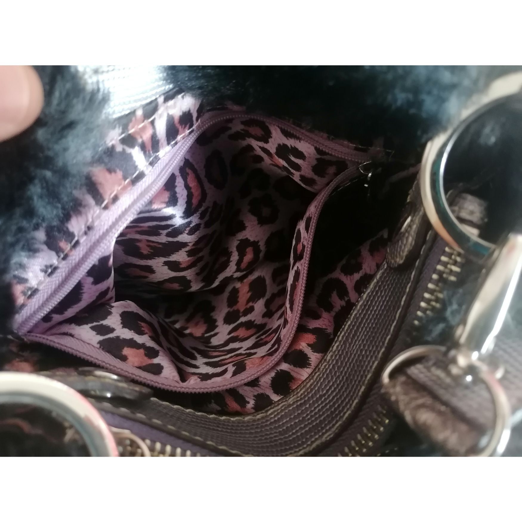 Guess Denim bag with faux fur and snakeskin pattern Size ONE SIZE - 9 Thumbnail