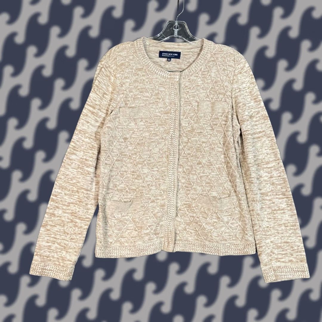 Jones New York Jones New York Sweater Cardigan PL Light Brown Heather Button Up Light Weight Womens Size L / US 10 / IT 46 - 1 Thumbnail