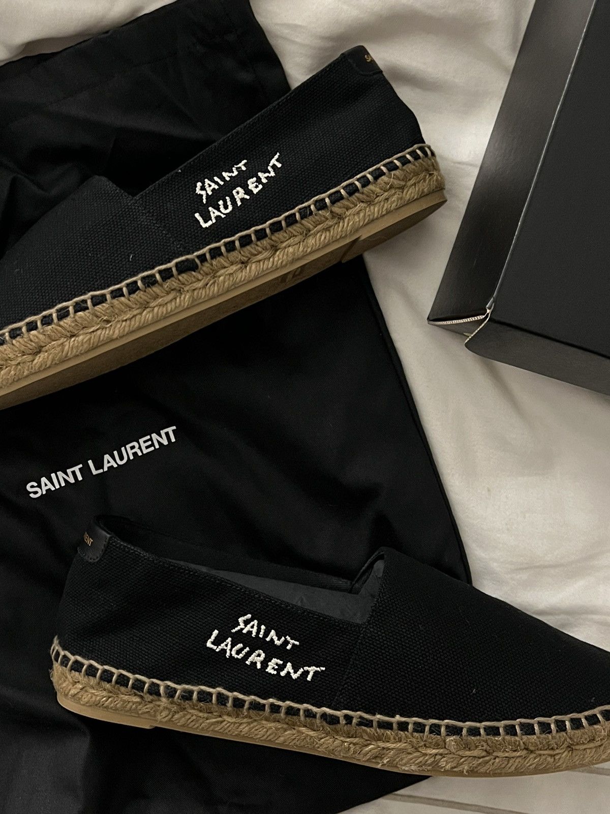 Saint Laurent Logo Embroidered Slip-On Espadrilles
