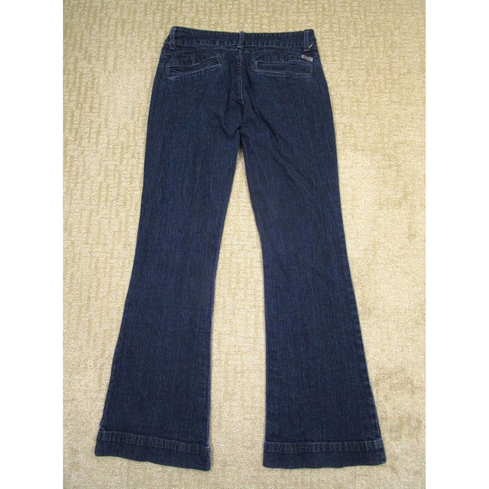 Vintage Cruel Girl Jeans Women 9 Blue Low Rise Flared Denim Trousers Jeans Bootcut 5-Pocket Dark Wash Logo Cowboy Southwestern Womens Size 29" - 3 Thumbnail
